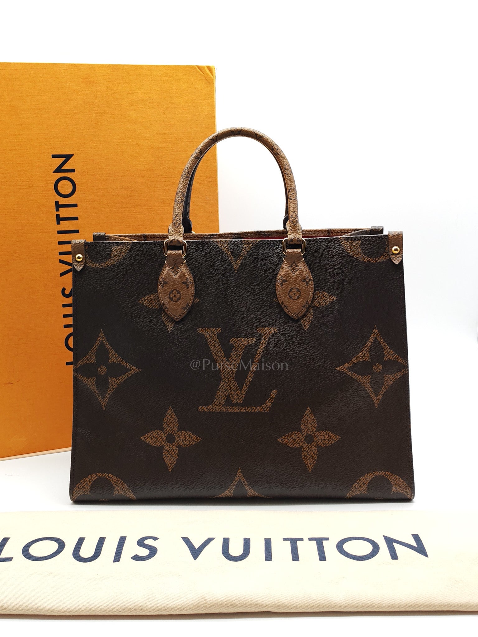 OnTheGo (OTG) MM in Reverse Monogram Canvas & Gold Hardware (Datecode: FL4200) | Purse Maison Luxury Bags Shop