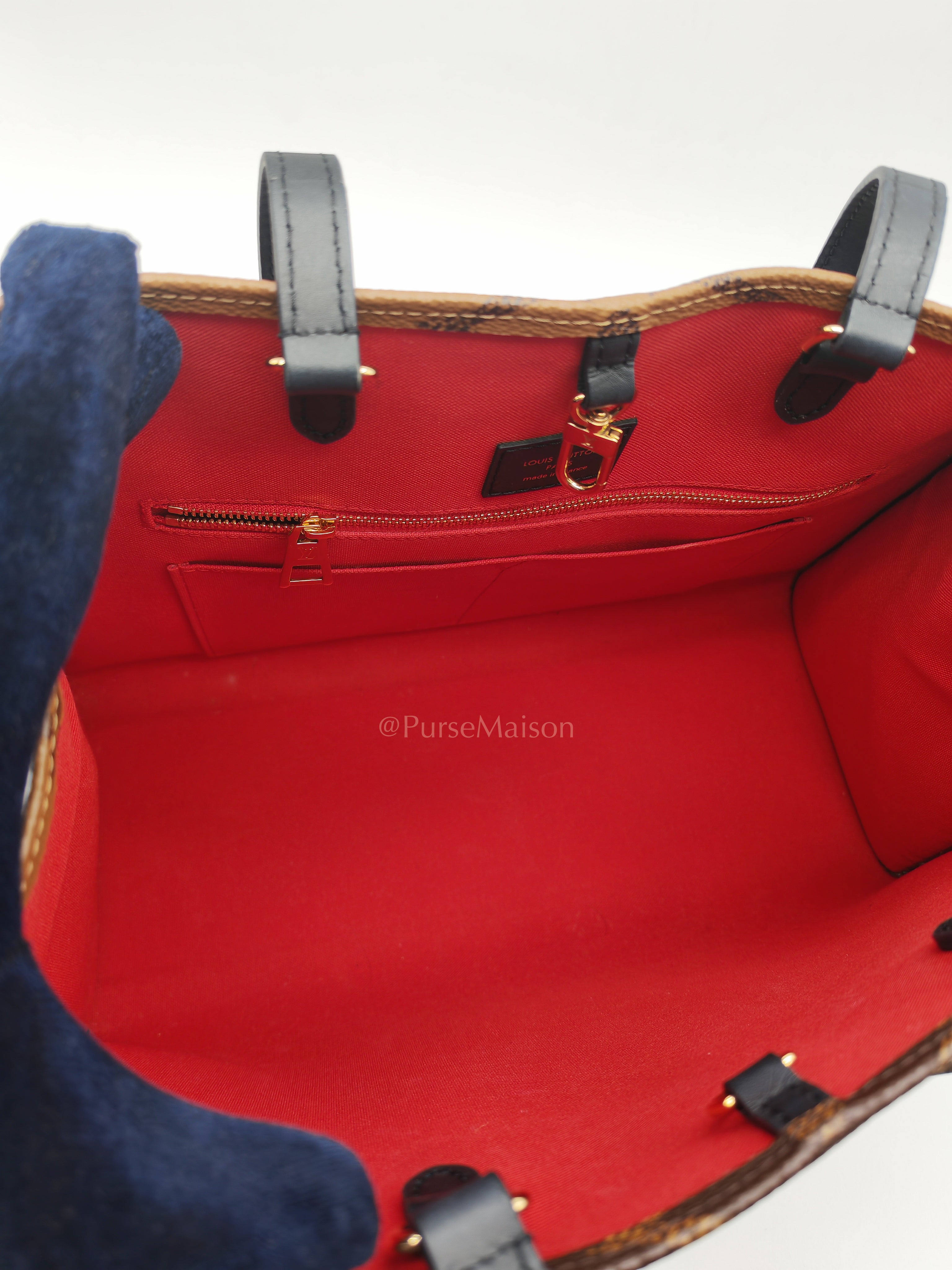 OnTheGo (OTG) MM in Reverse Monogram Canvas & Gold Hardware Microchip | Purse Maison Luxury Bags Shop