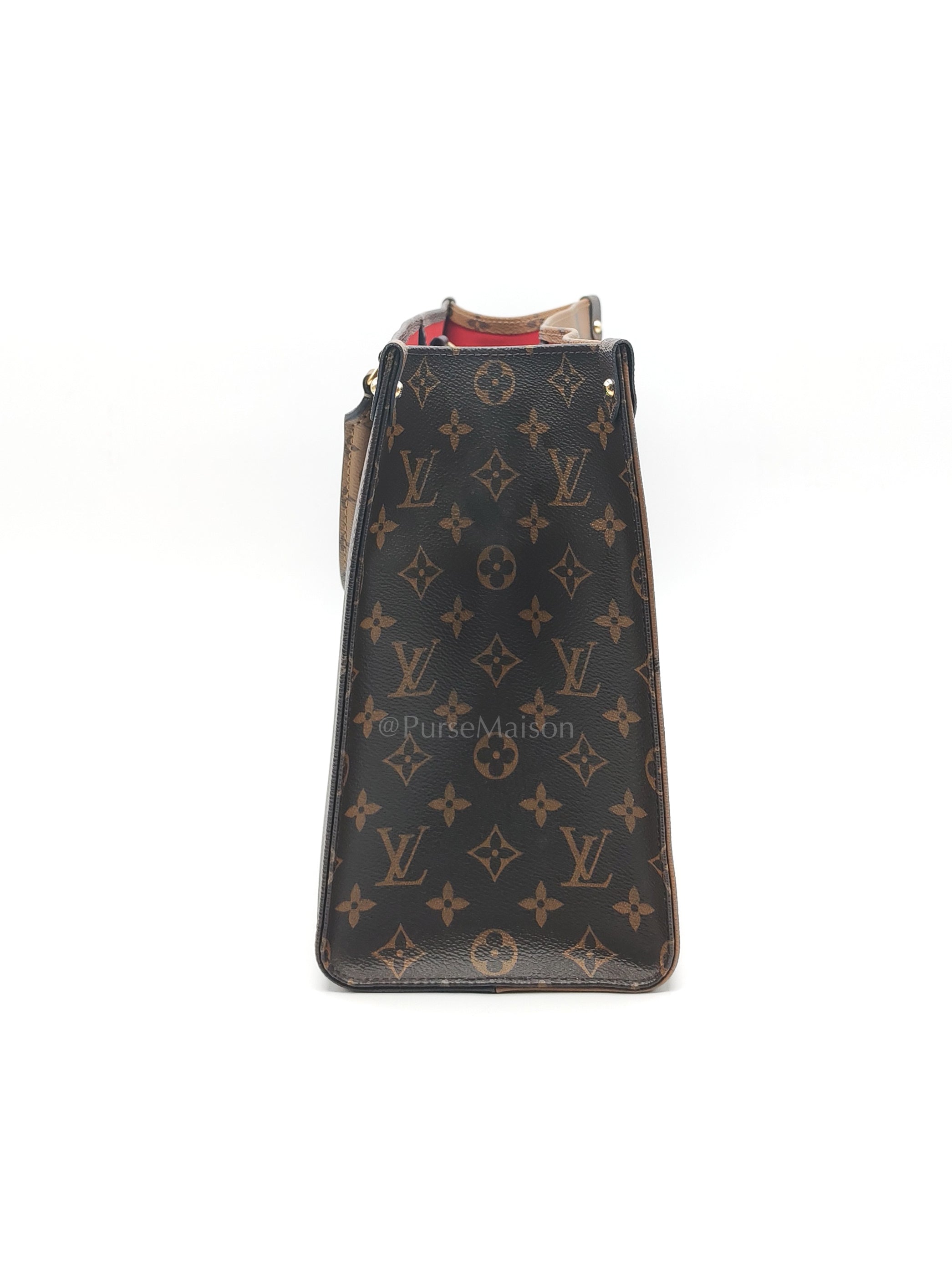 OnTheGo (OTG) MM in Reverse Monogram Canvas & Gold Hardware Microchip | Purse Maison Luxury Bags Shop