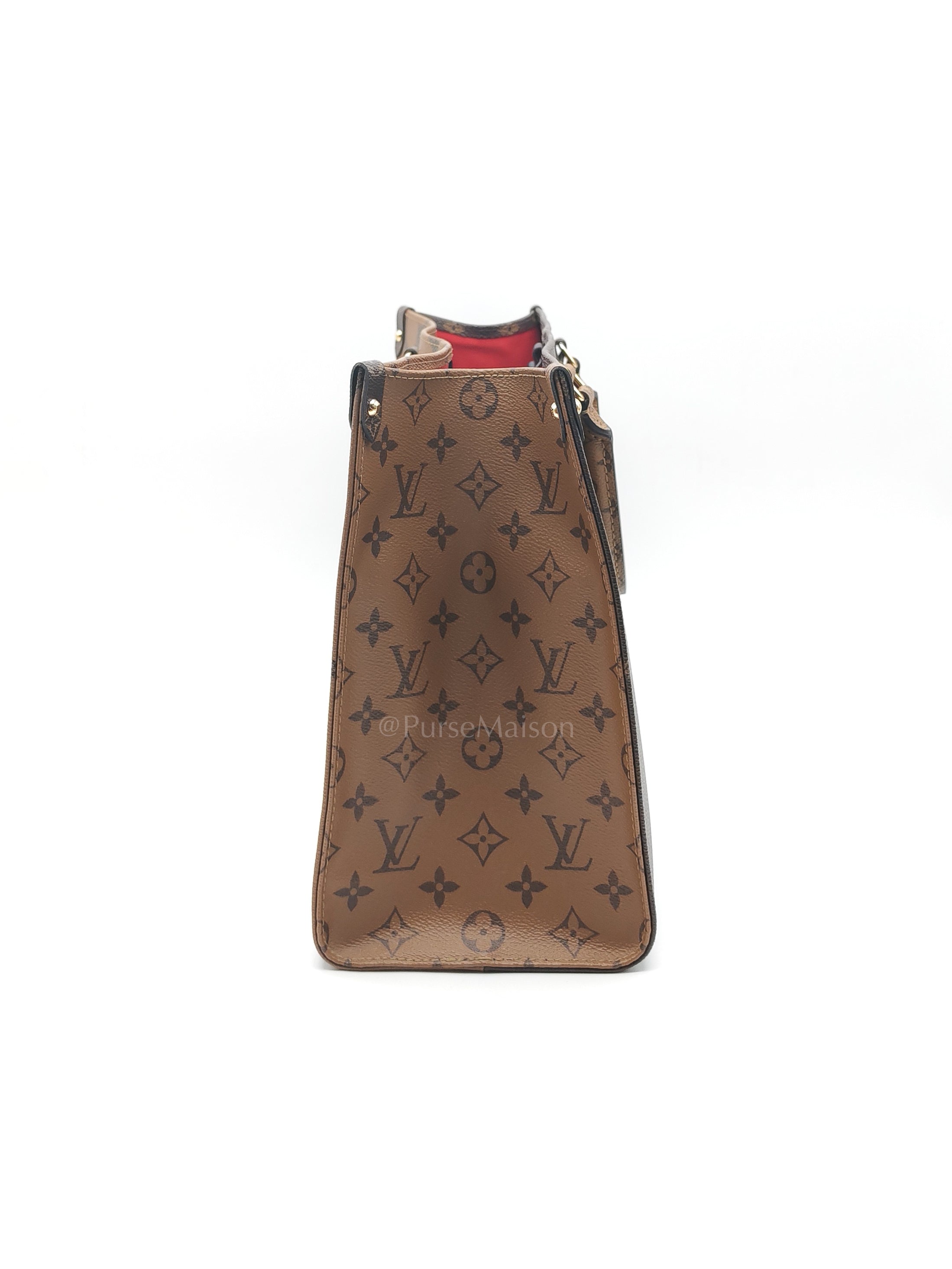 OnTheGo (OTG) MM in Reverse Monogram Canvas & Gold Hardware Microchip | Purse Maison Luxury Bags Shop