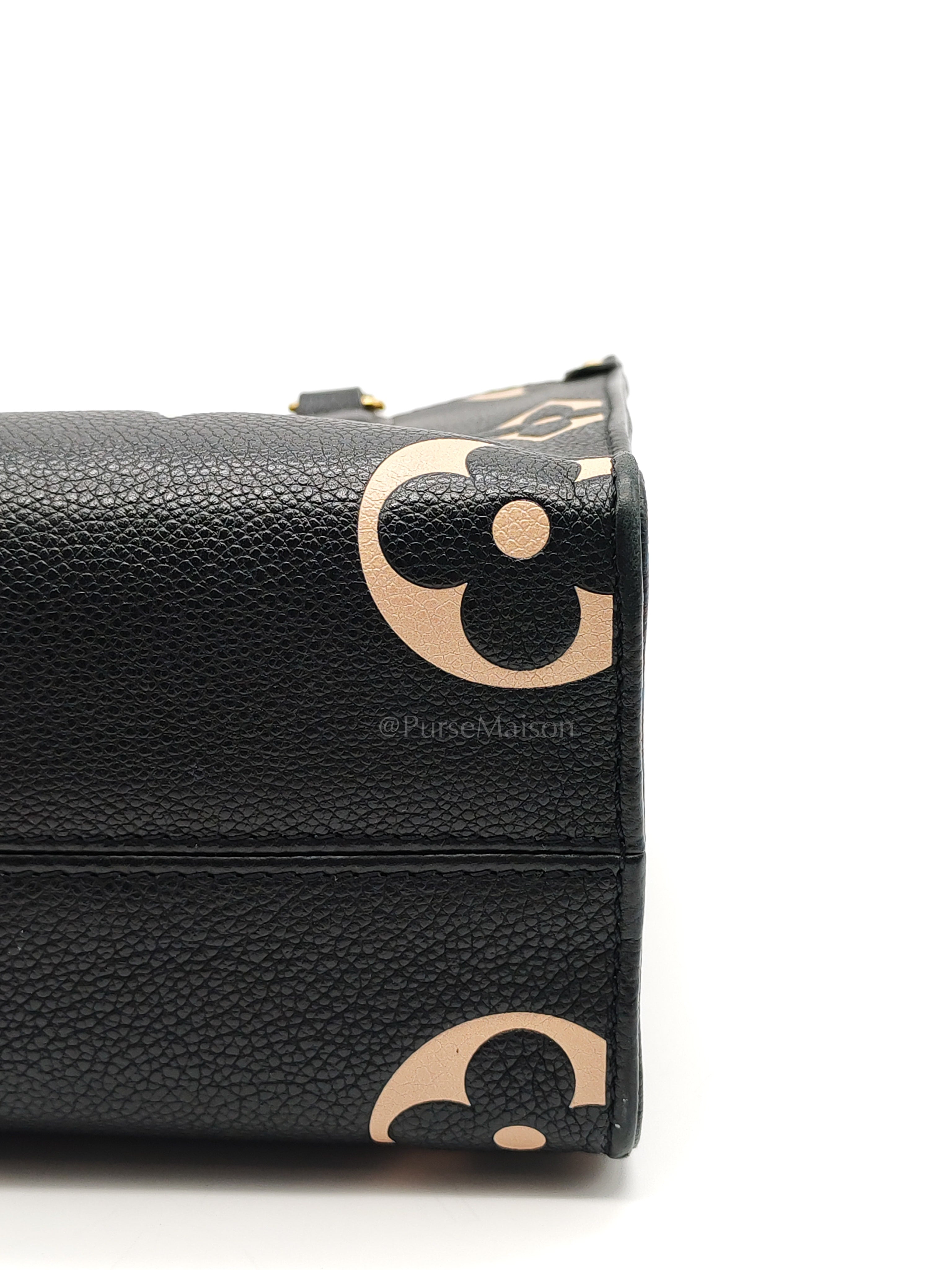 OnTheGo (OTG) PM in Bicolor Black/Creme Monogram Giant Empreinte & Gold Hardware Microchip | Purse Maison Luxury Bags Shop