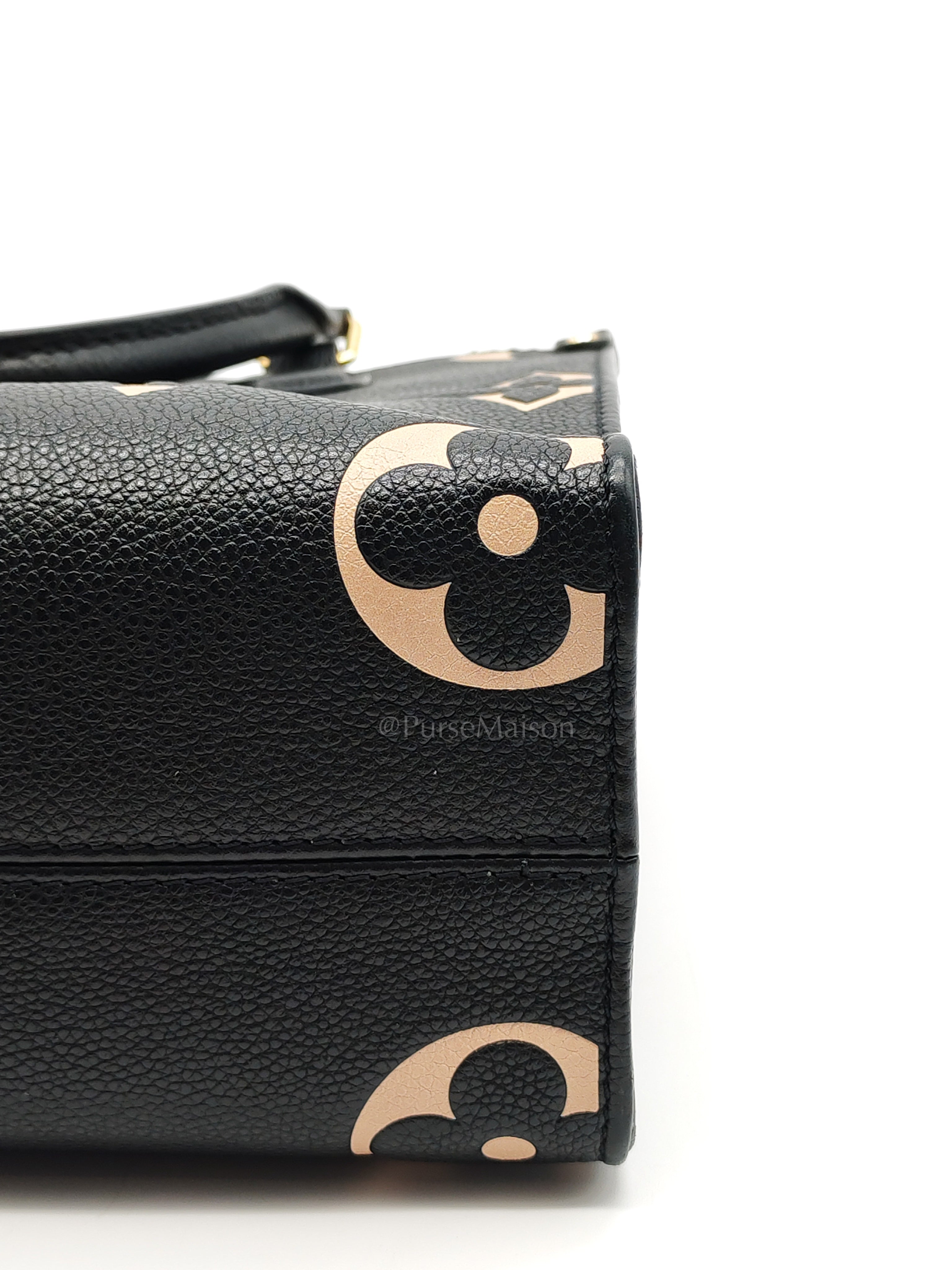 OnTheGo (OTG) PM in Bicolor Black/Creme Monogram Giant Empreinte & Gold Hardware Microchip | Purse Maison Luxury Bags Shop