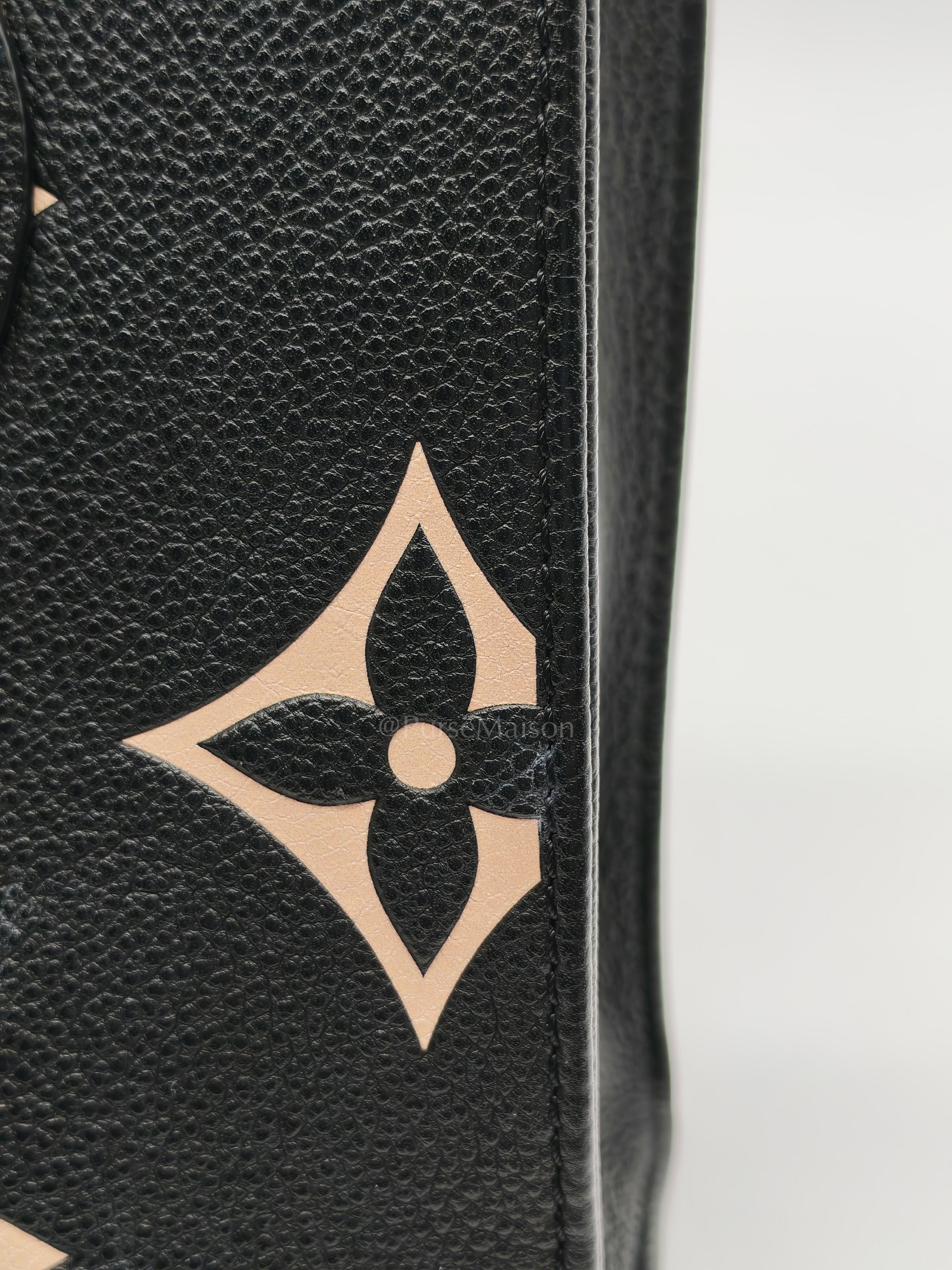 OnTheGo (OTG) PM in Bicolor Black/Creme Monogram Giant Empreinte & Gold Hardware Microchip | Purse Maison Luxury Bags Shop