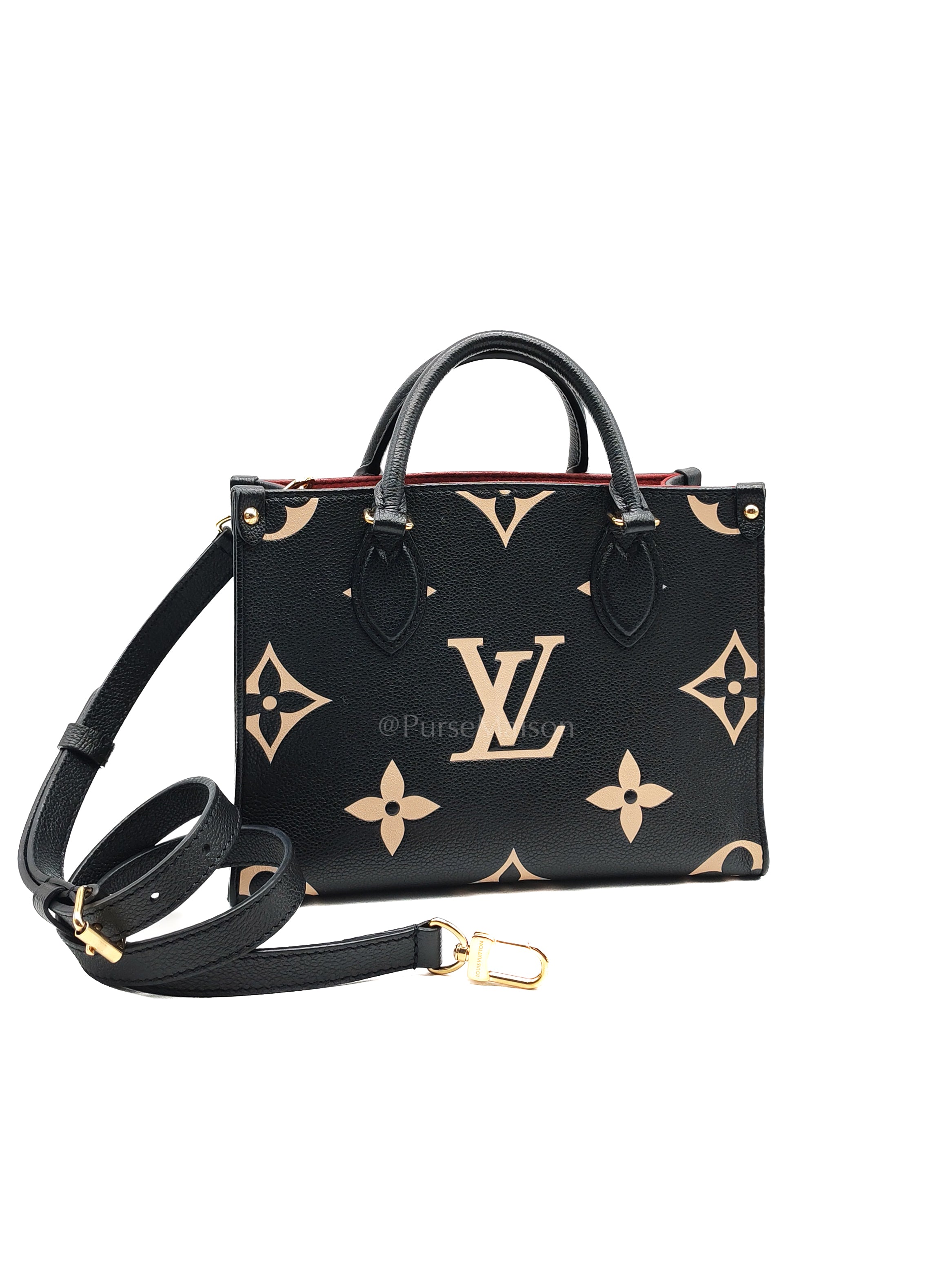 OnTheGo (OTG) PM in Bicolor Black/Creme Monogram Giant Empreinte & Gold Hardware Microchip | Purse Maison Luxury Bags Shop