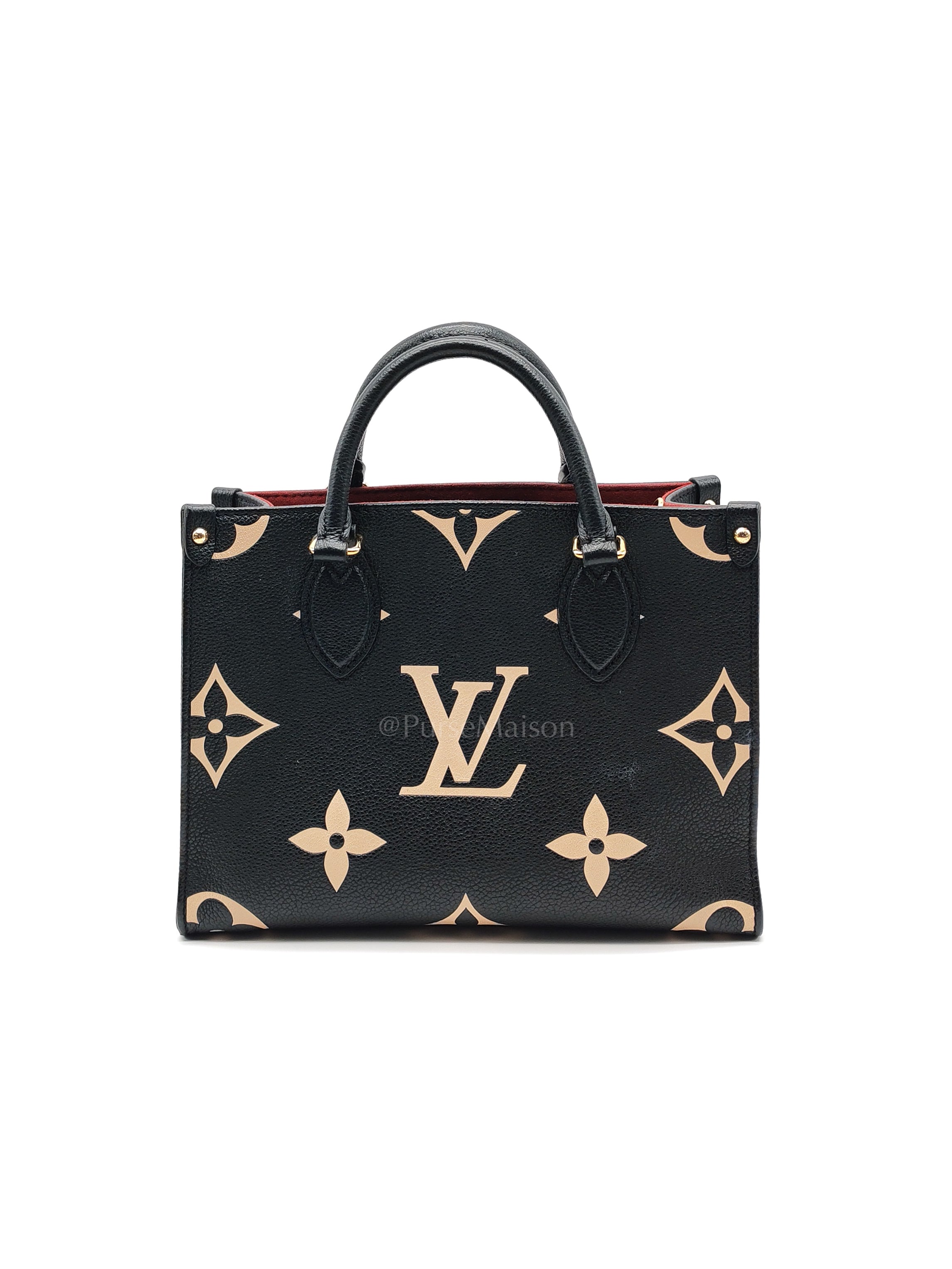 OnTheGo (OTG) PM in Bicolor Black/Creme Monogram Giant Empreinte & Gold Hardware Microchip | Purse Maison Luxury Bags Shop
