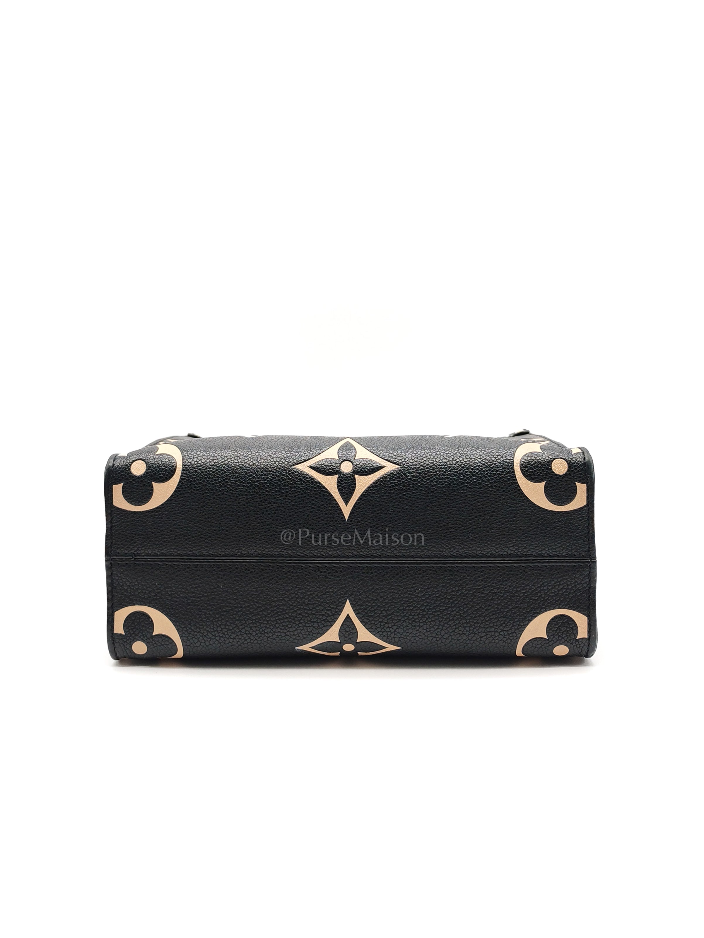 OnTheGo (OTG) PM in Bicolor Black/Creme Monogram Giant Empreinte & Gold Hardware Microchip | Purse Maison Luxury Bags Shop