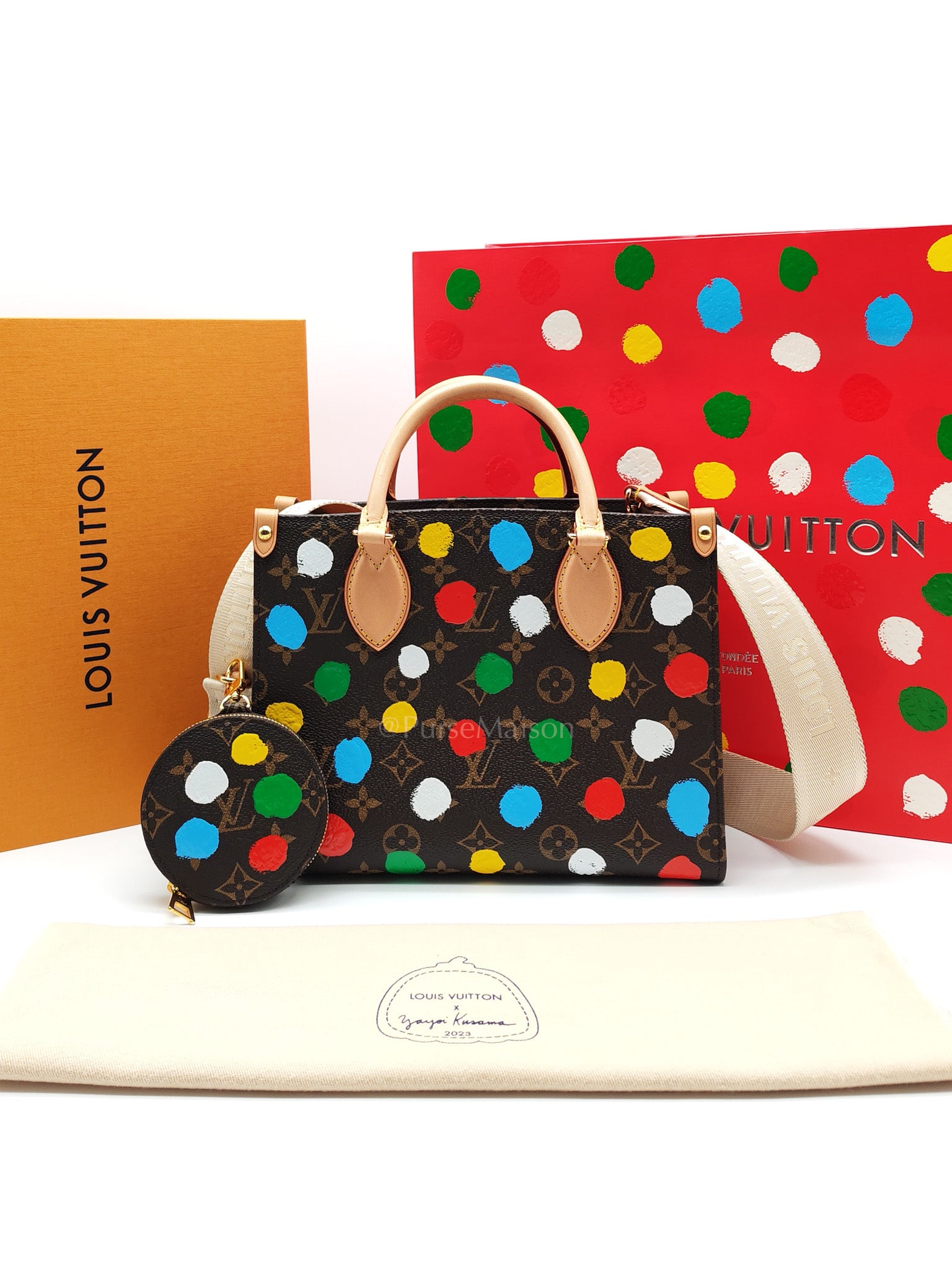 OnTheGo (OTG) PM in Yayoi Kusama Monogram Painted Dots Canvas (Microchip) | Purse Maison Luxury Bags Shop