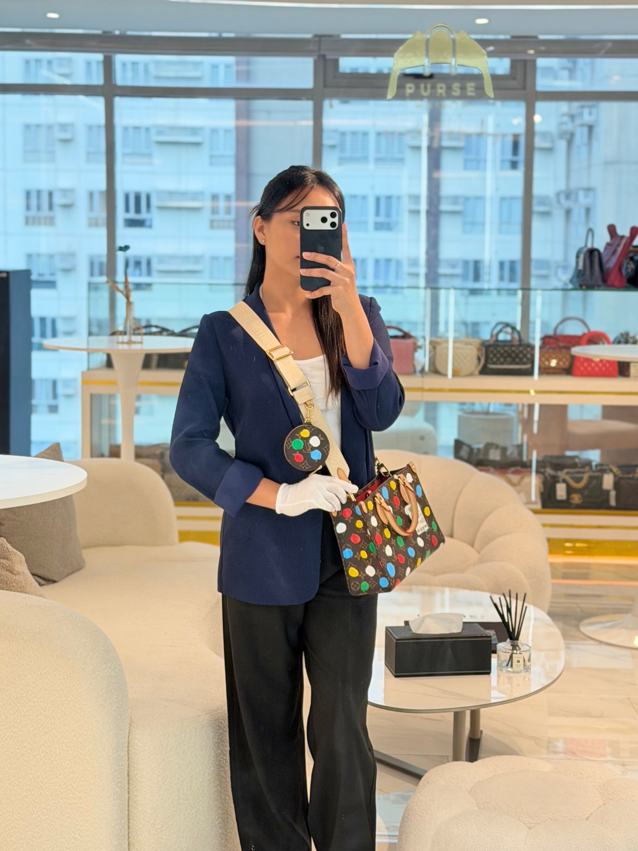 OnTheGo (OTG) PM in Yayoi Kusama Monogram Painted Dots Canvas (Microchip) | Purse Maison Luxury Bags Shop