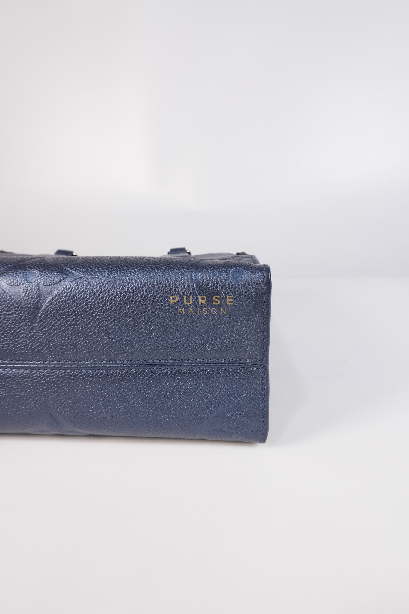 OnTheGo (OTG) PM Navy Nacre Metallic Empreinte Giant Monogram (Microchip) | Purse Maison Luxury Bags Shop