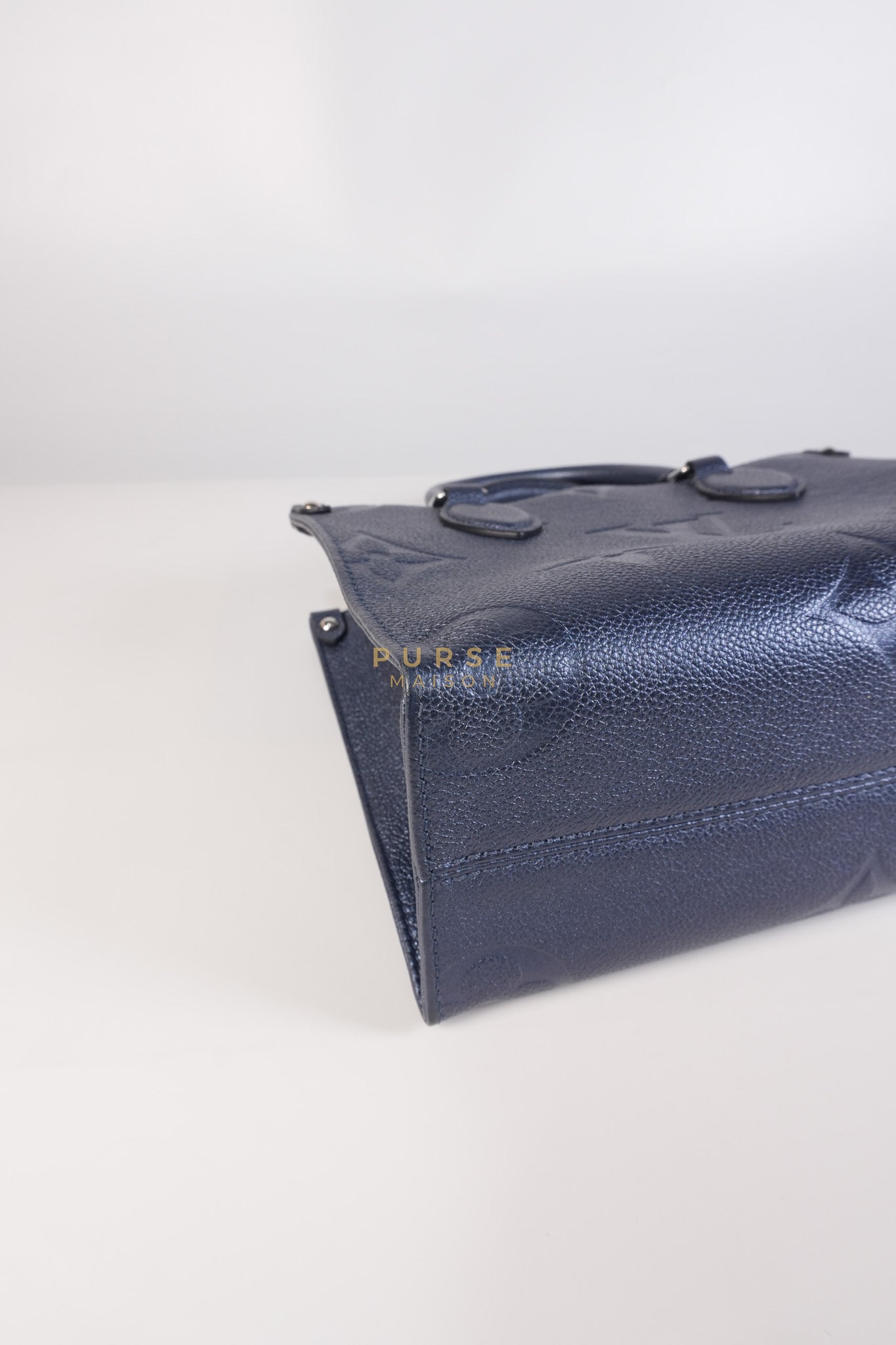 OnTheGo (OTG) PM Navy Nacre Metallic Empreinte Giant Monogram (Microchip) | Purse Maison Luxury Bags Shop