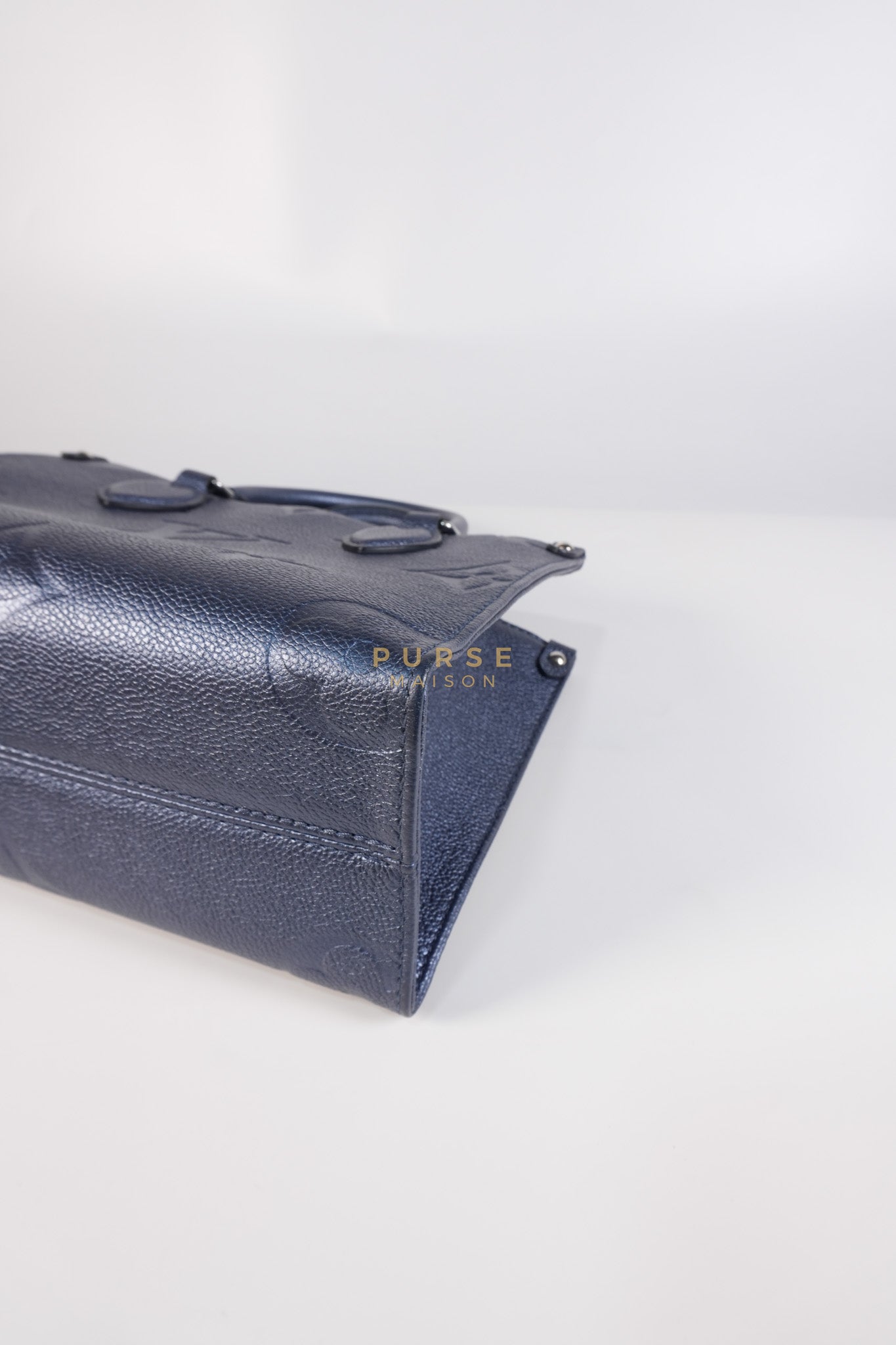 OnTheGo (OTG) PM Navy Nacre Metallic Empreinte Giant Monogram (Microchip) | Purse Maison Luxury Bags Shop