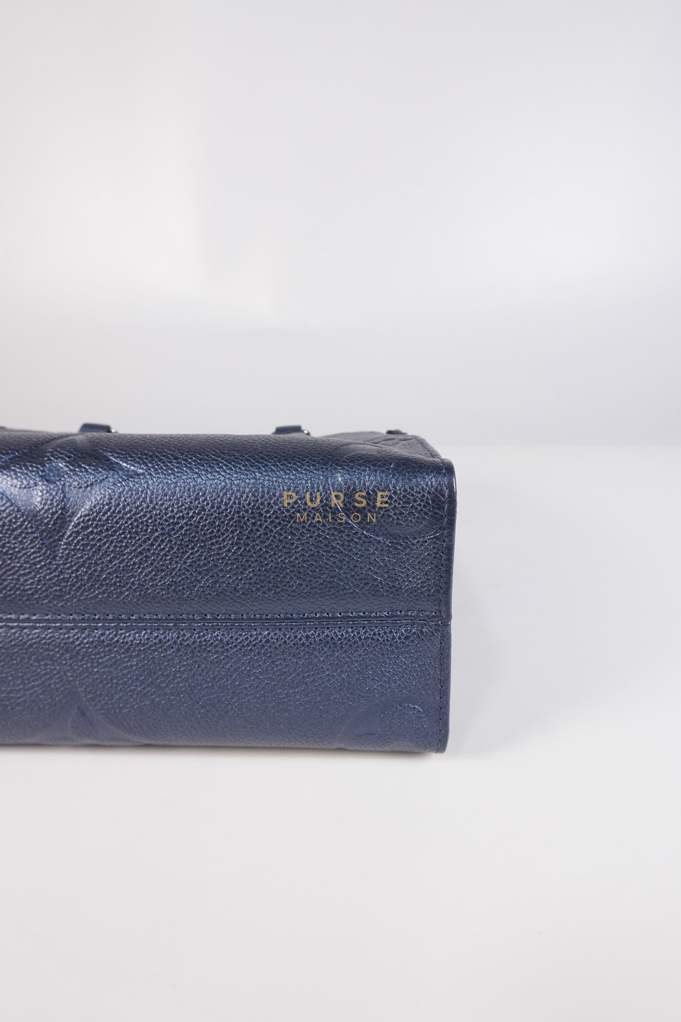 OnTheGo (OTG) PM Navy Nacre Metallic Empreinte Giant Monogram (Microchip) | Purse Maison Luxury Bags Shop