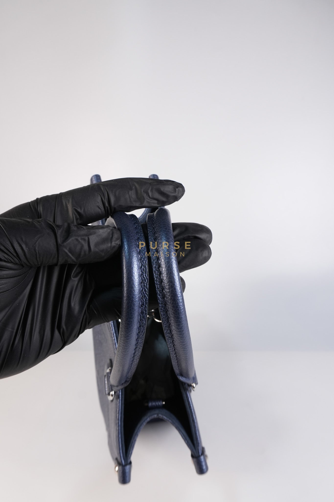 OnTheGo (OTG) PM Navy Nacre Metallic Empreinte Giant Monogram (Microchip) | Purse Maison Luxury Bags Shop