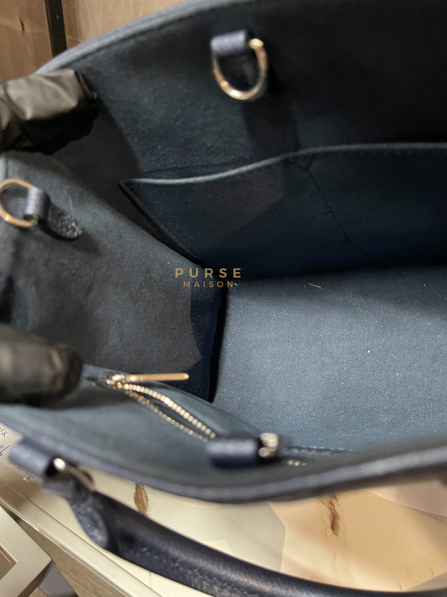 OnTheGo (OTG) PM Navy Nacre Metallic Empreinte Giant Monogram (Microchip) | Purse Maison Luxury Bags Shop