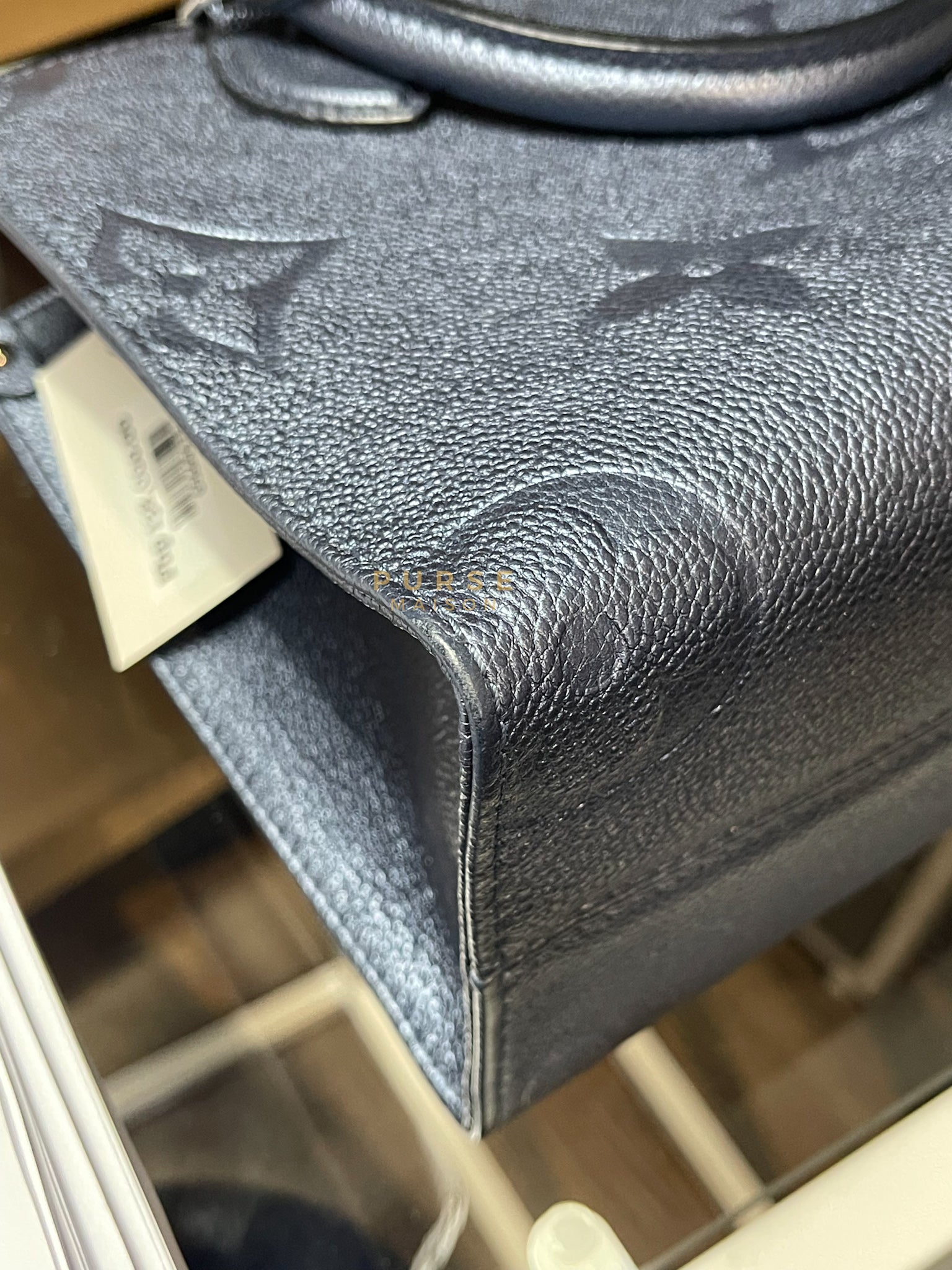 OnTheGo (OTG) PM Navy Nacre Metallic Empreinte Giant Monogram (Microchip) | Purse Maison Luxury Bags Shop