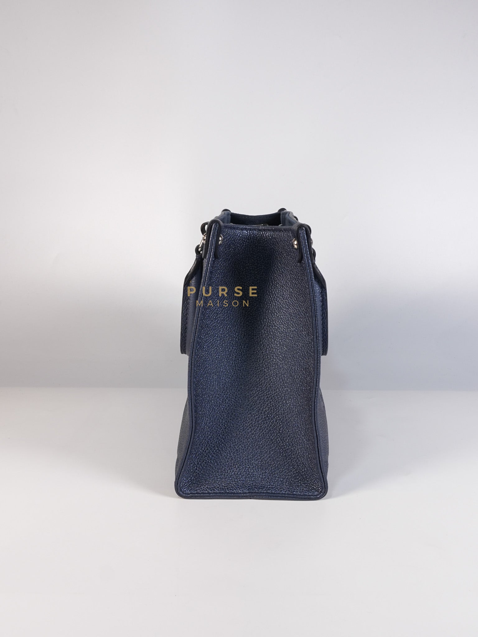 OnTheGo (OTG) PM Navy Nacre Metallic Empreinte Giant Monogram (Microchip) | Purse Maison Luxury Bags Shop