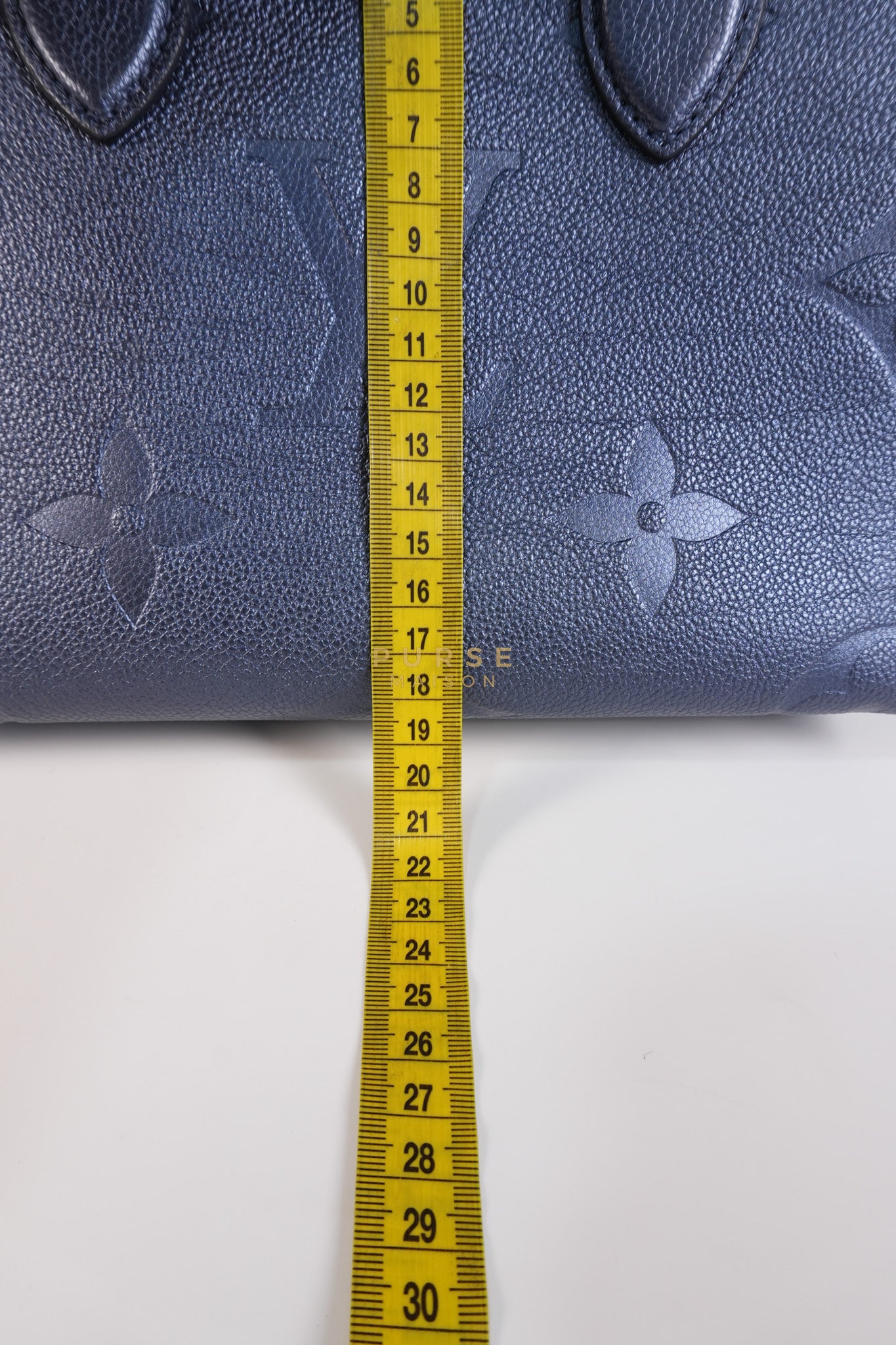 OnTheGo (OTG) PM Navy Nacre Metallic Empreinte Giant Monogram (Microchip) | Purse Maison Luxury Bags Shop