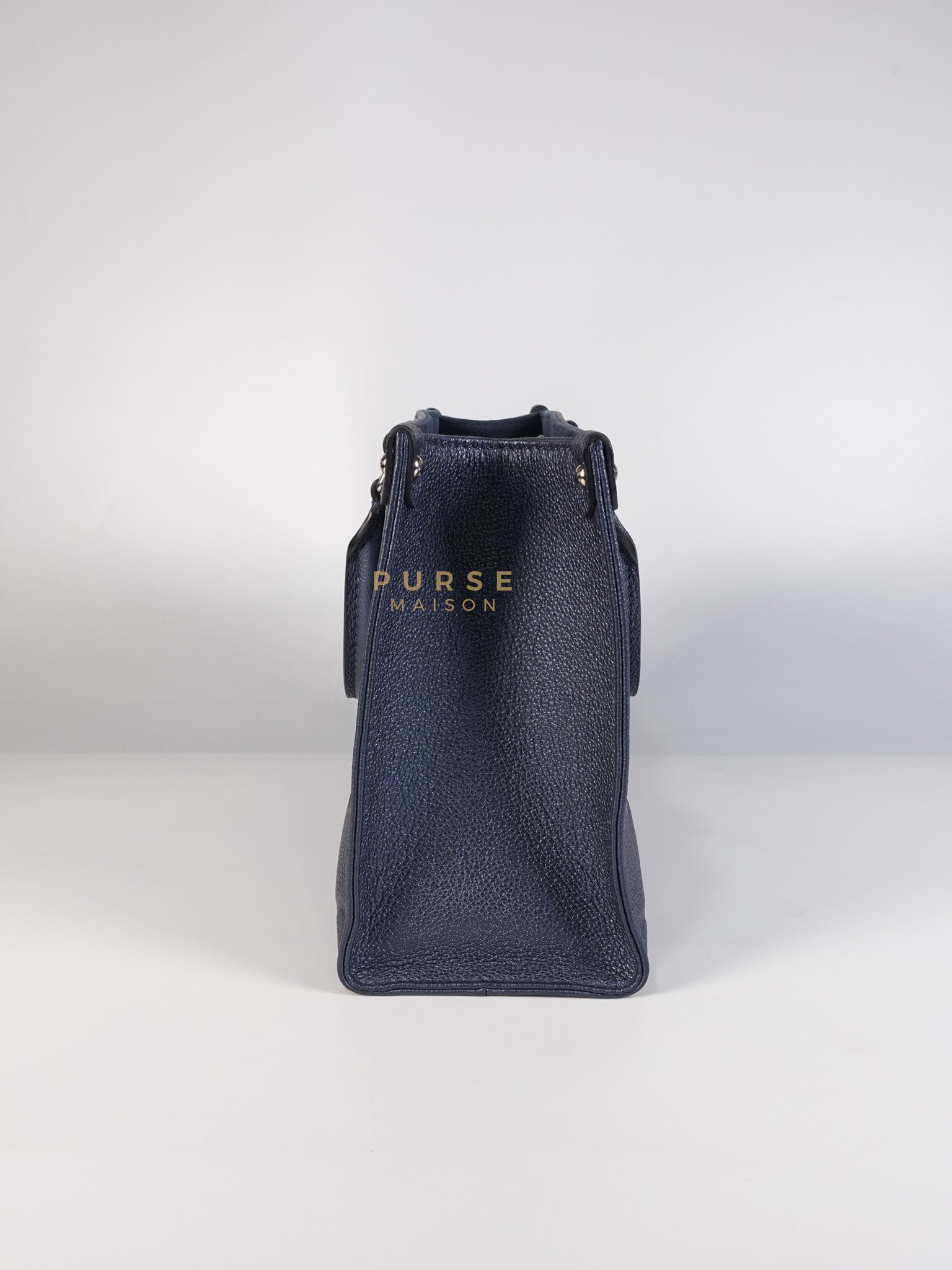 OnTheGo (OTG) PM Navy Nacre Metallic Empreinte Giant Monogram (Microchip) | Purse Maison Luxury Bags Shop