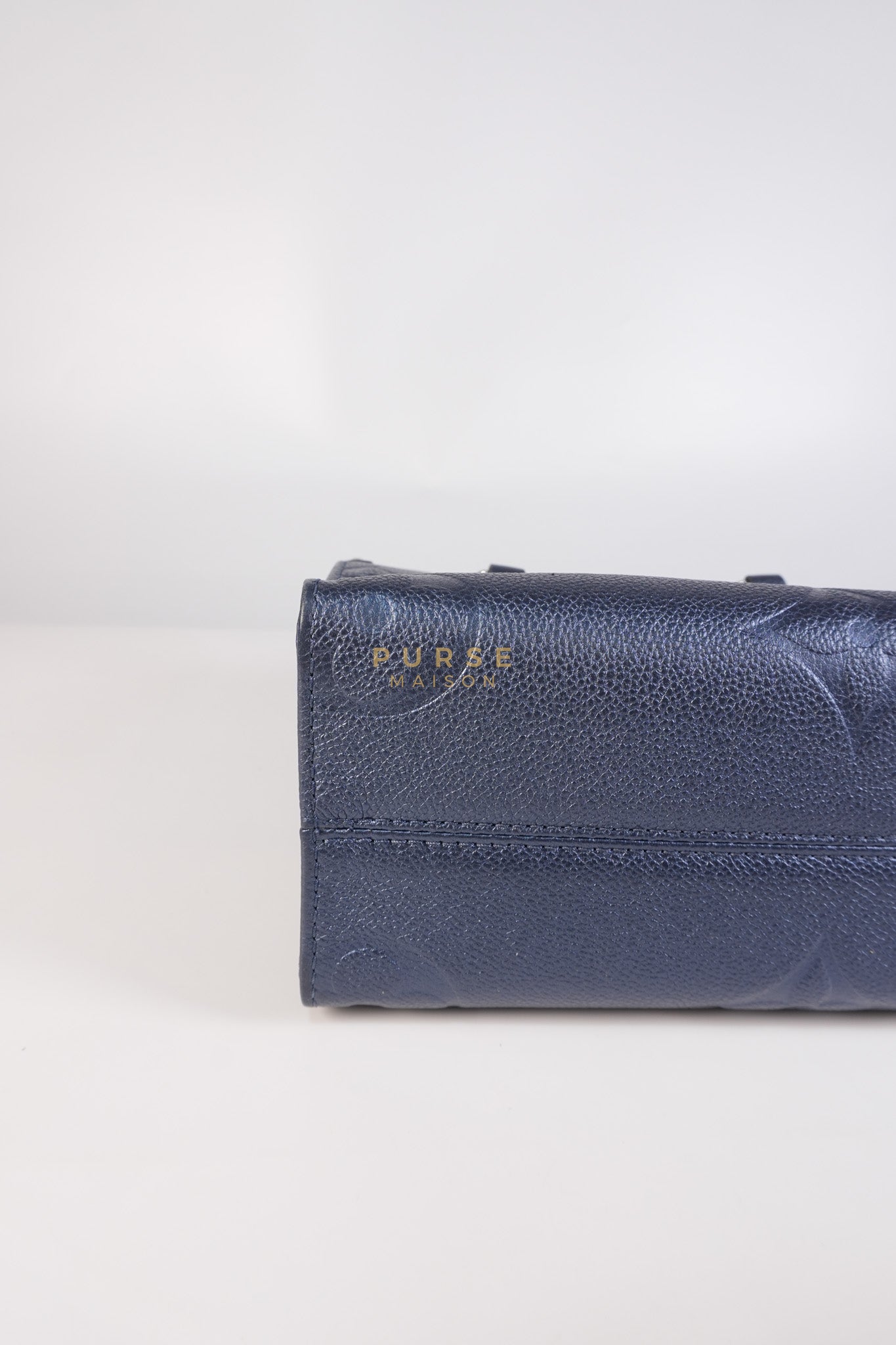OnTheGo (OTG) PM Navy Nacre Metallic Empreinte Giant Monogram (Microchip) | Purse Maison Luxury Bags Shop