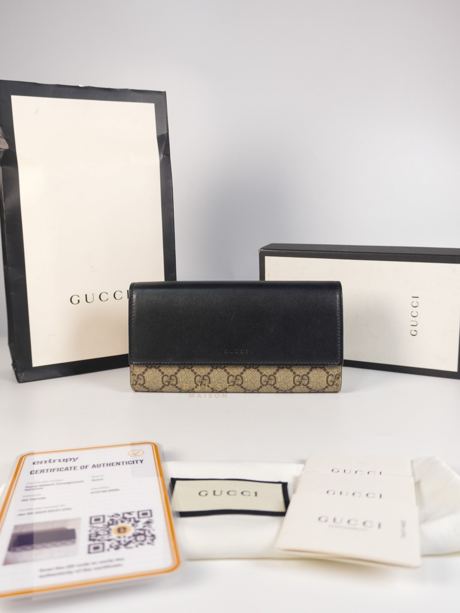 Ophidia Continental Wallet in Beige/Ebony | Purse Maison Luxury Bags Shop