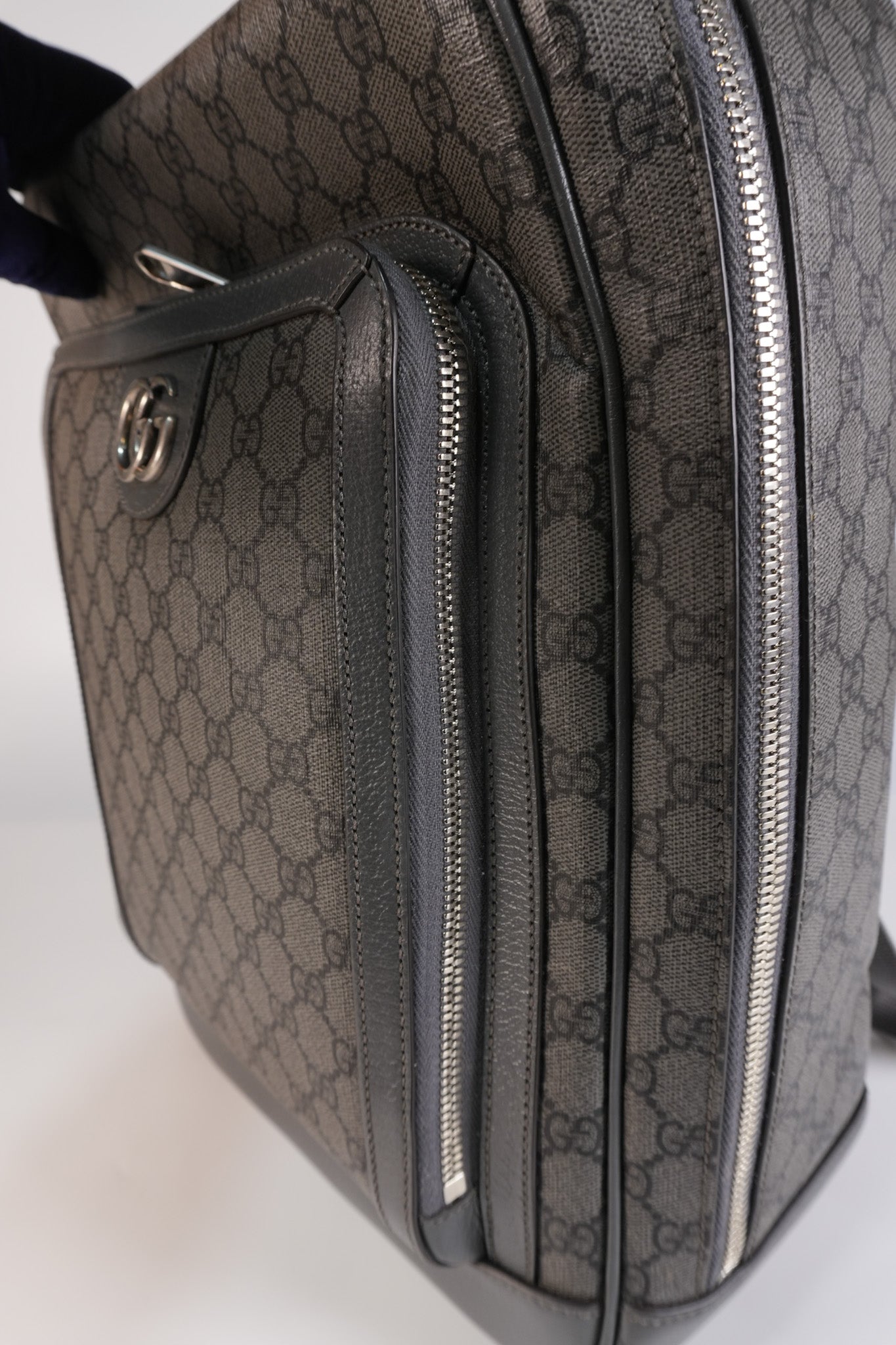 Ophidia GG Backpack Medium in Grey GG Supreme Coated Canvas | Purse Maison Luxury Bags Shop