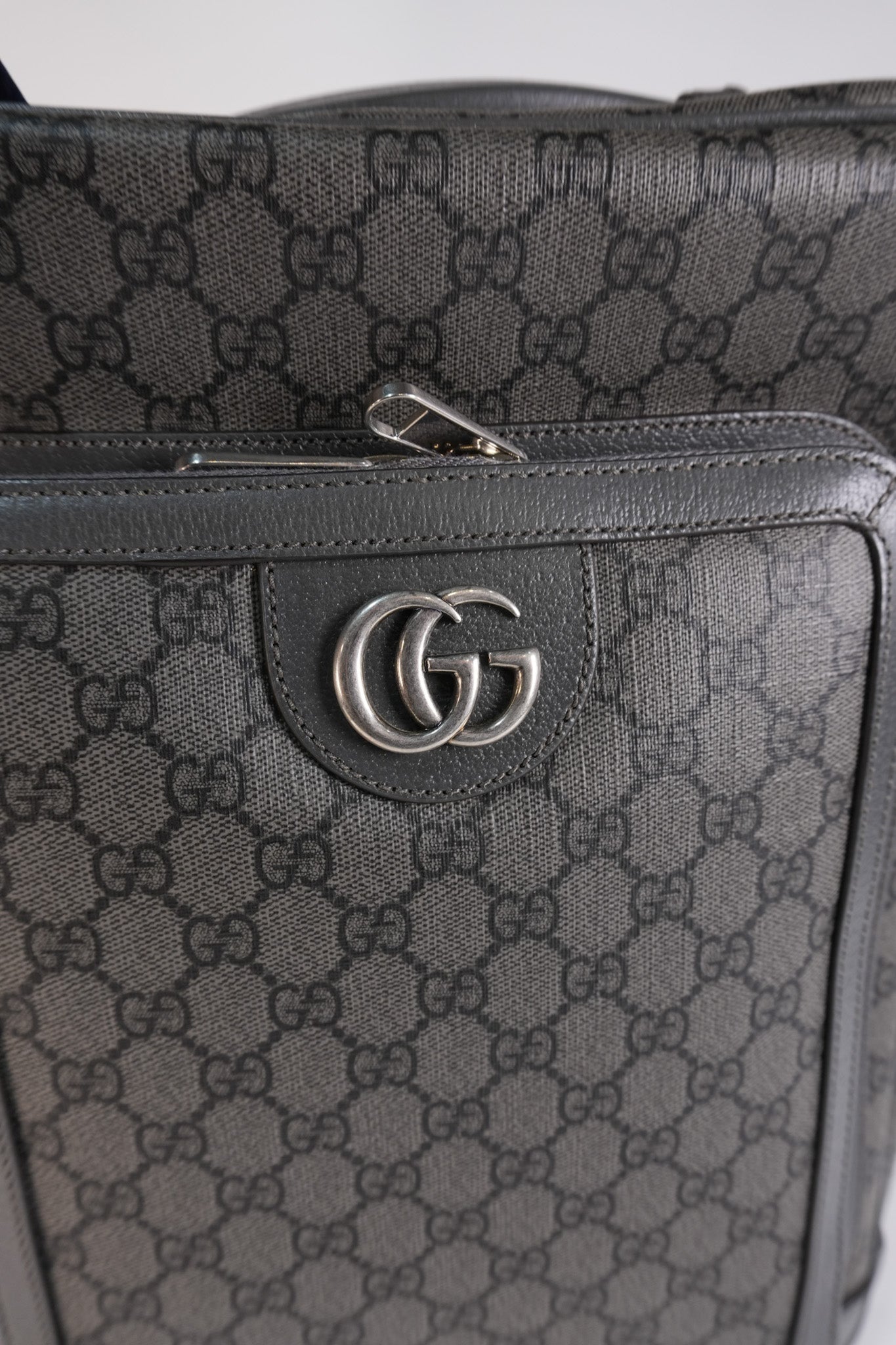 Ophidia GG Backpack Medium in Grey GG Supreme Coated Canvas | Purse Maison Luxury Bags Shop