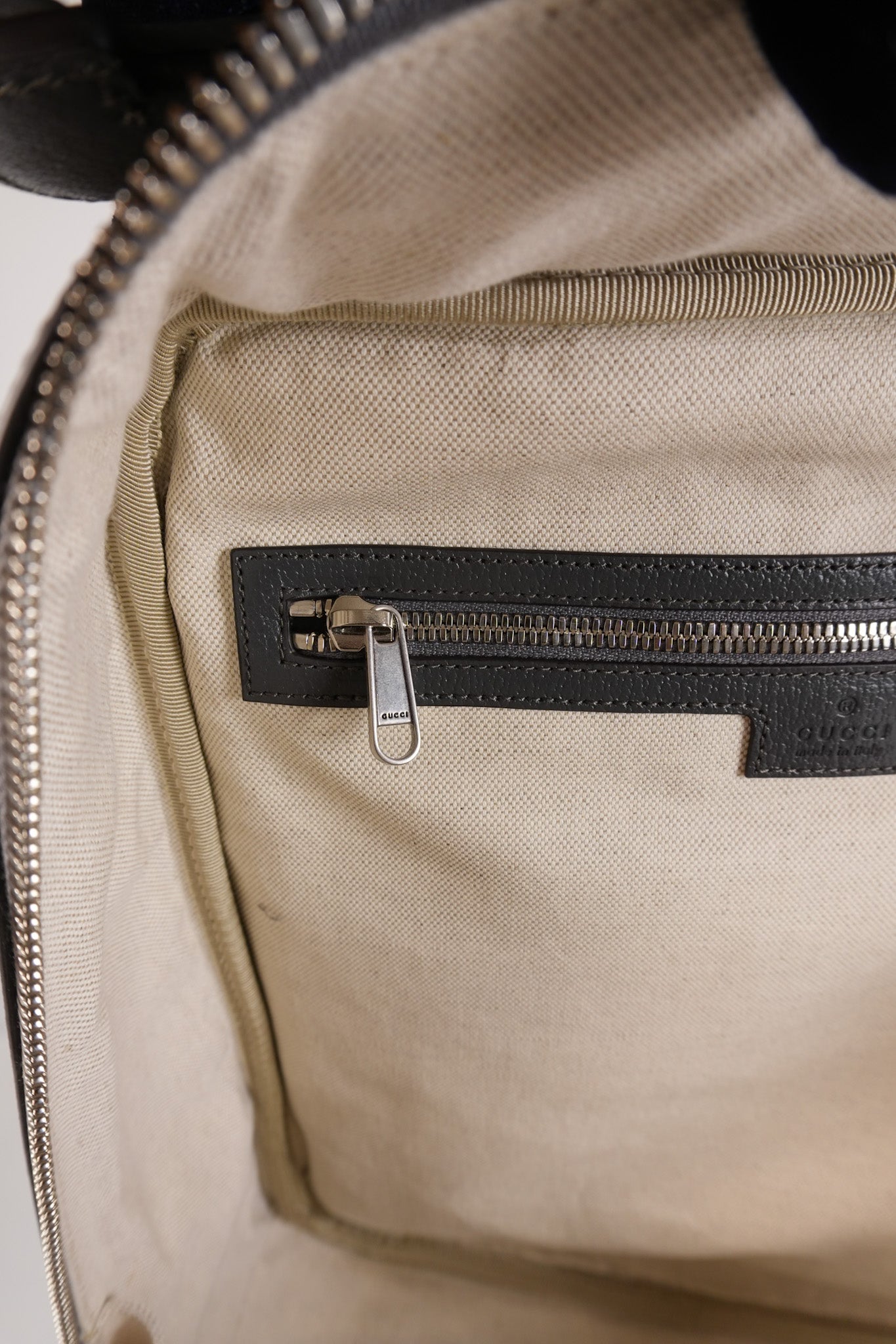 Ophidia GG Backpack Medium in Grey GG Supreme Coated Canvas | Purse Maison Luxury Bags Shop