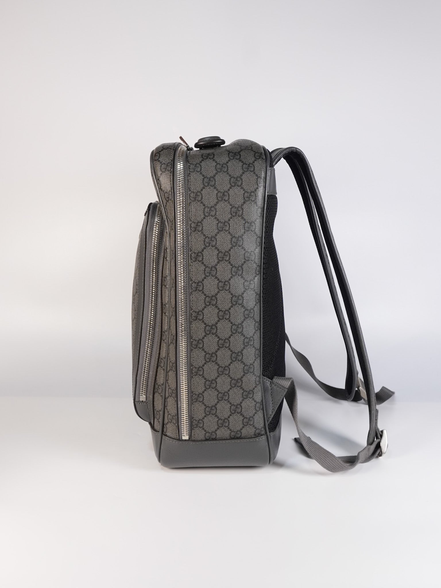 Ophidia GG Backpack Medium in Grey GG Supreme Coated Canvas | Purse Maison Luxury Bags Shop