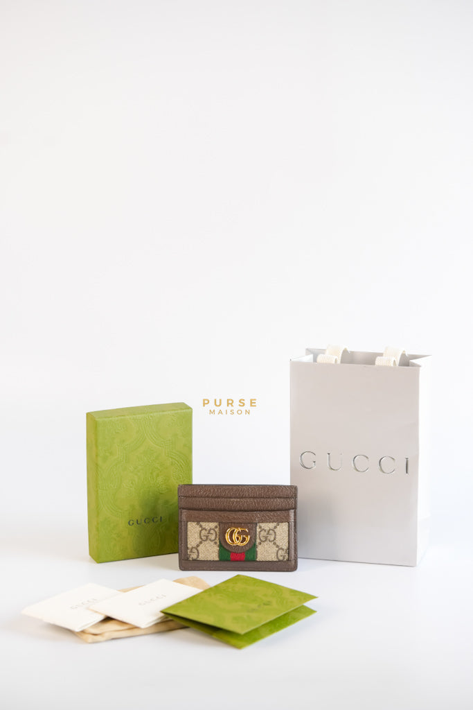 Ophidia GG Card Holder in Brown | Purse Maison Luxury Bags Shop