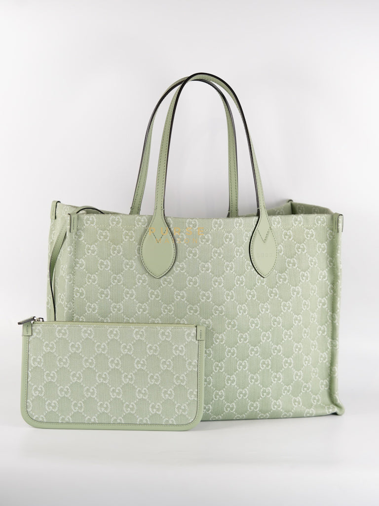 Ophidia GG Reversible Large Tote Bag in Dusty Sage Green | Purse Maison Luxury Bags Shop