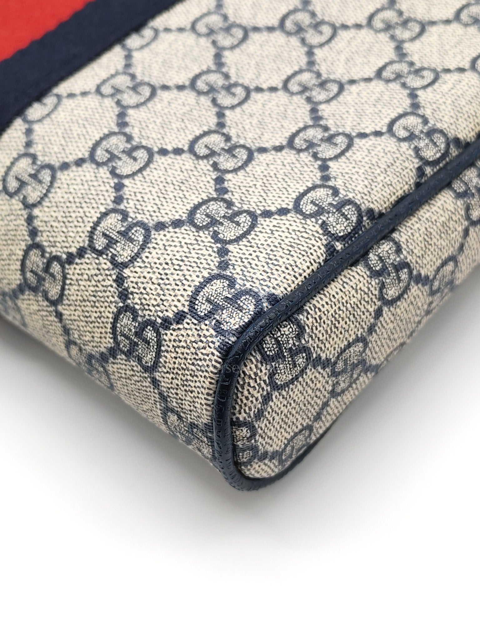Ophidia Messenger Bag Small in Navy Blue GG Supreme Monogram Canvas & Silver Hardware | Purse Maison Luxury Bags Shop