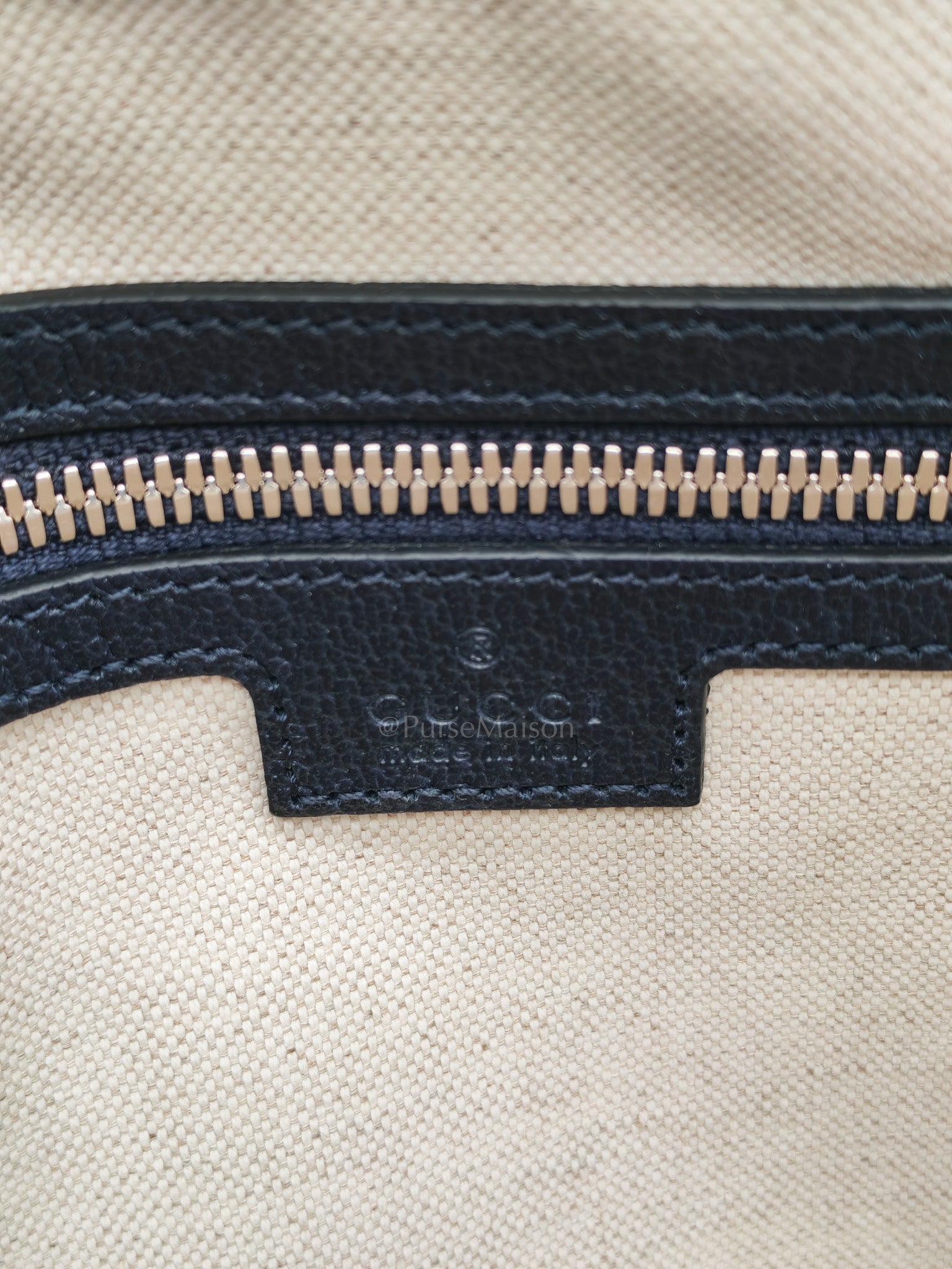 Ophidia Messenger Bag Small in Navy Blue GG Supreme Monogram Canvas & Silver Hardware | Purse Maison Luxury Bags Shop