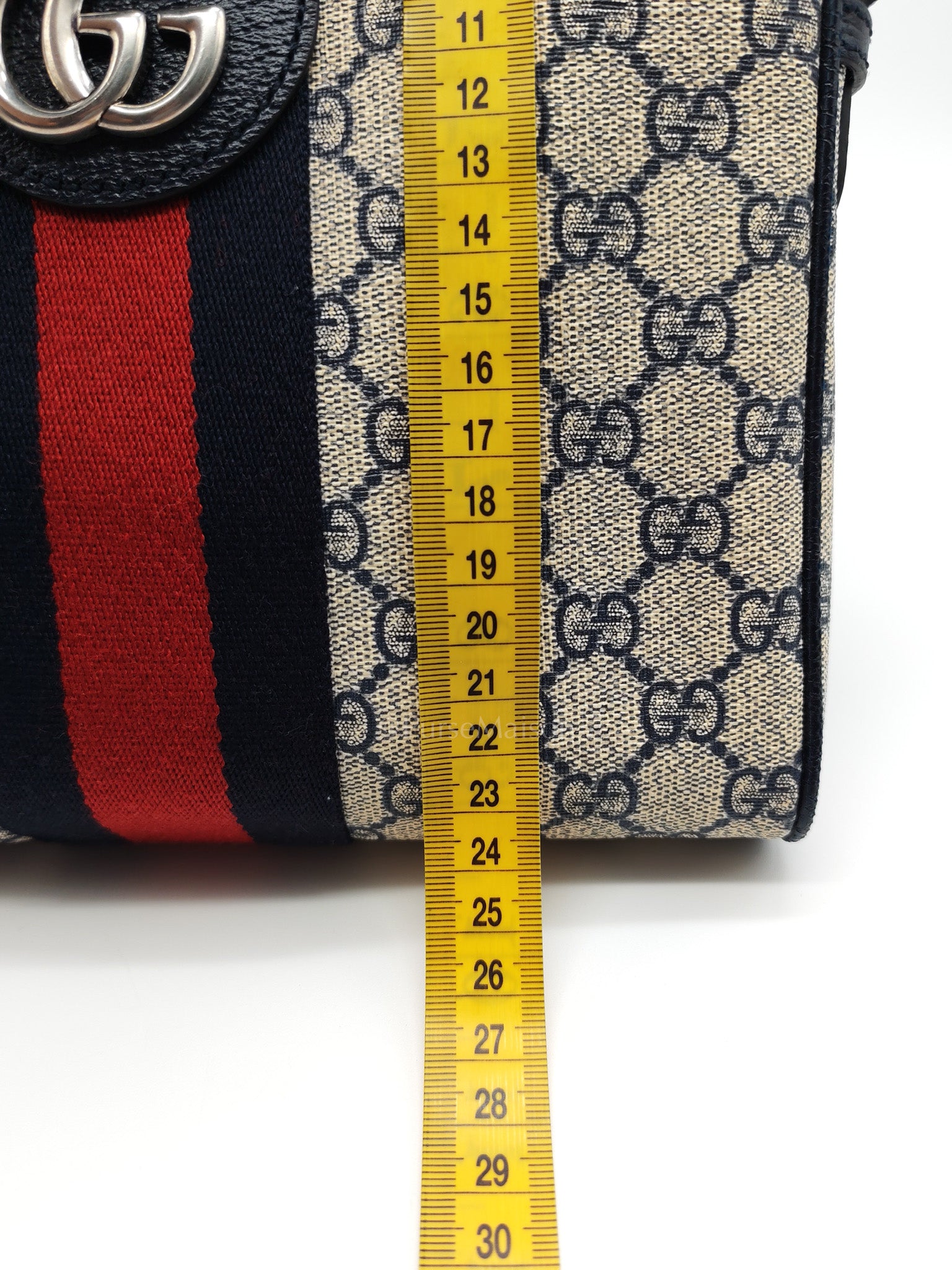 Ophidia Messenger Bag Small in Navy Blue GG Supreme Monogram Canvas & Silver Hardware | Purse Maison Luxury Bags Shop