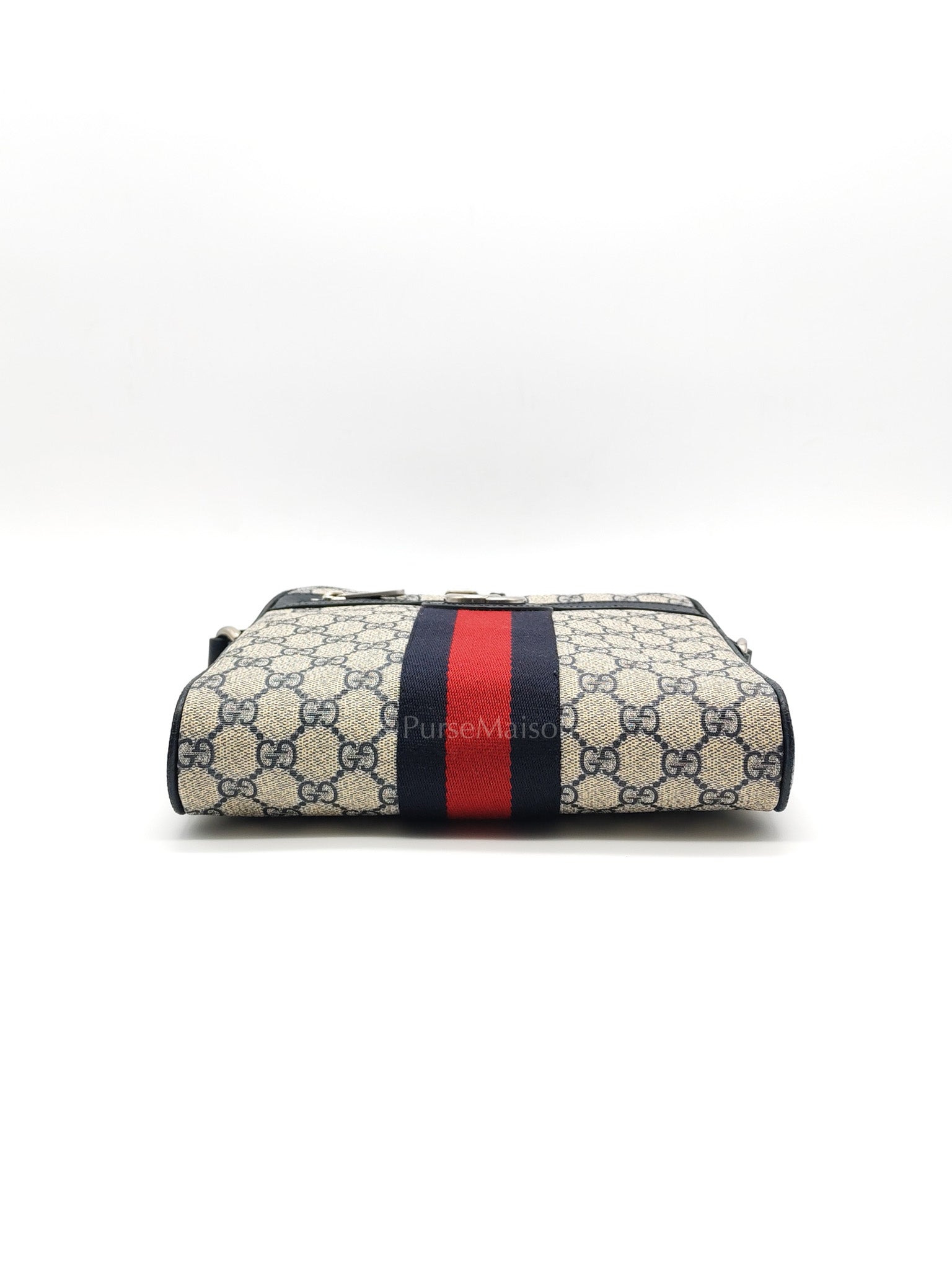 Ophidia Messenger Bag Small in Navy Blue GG Supreme Monogram Canvas & Silver Hardware | Purse Maison Luxury Bags Shop