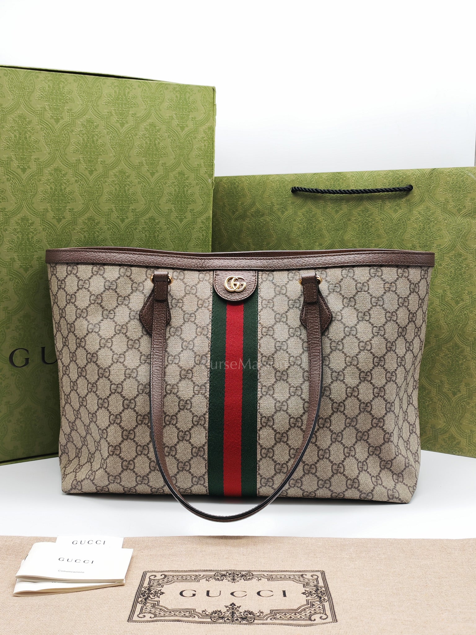 Ophidia Tote Bag in GG Supreme Canvas & Gold Hardware