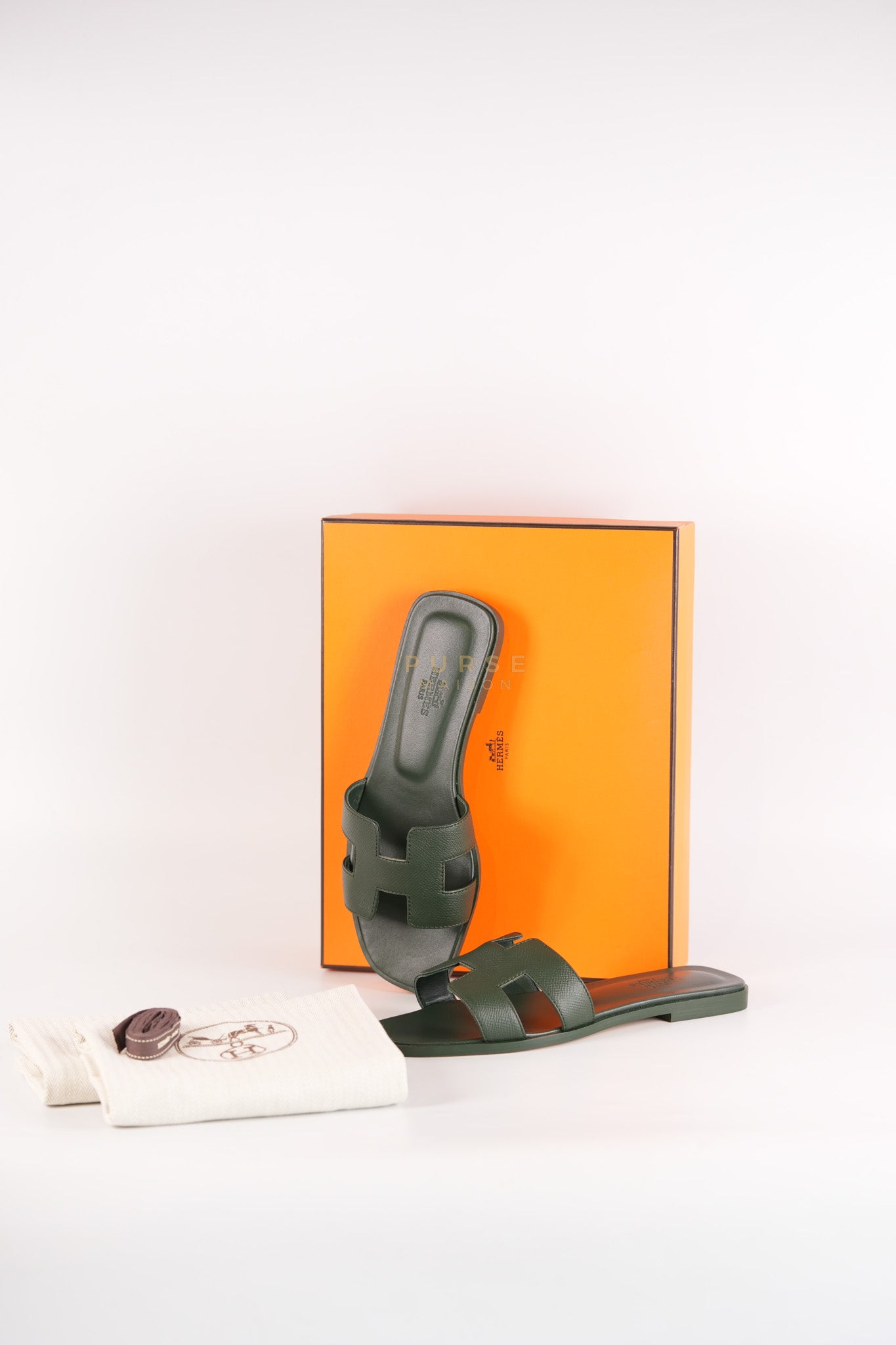 Oran in Dark Green Epsom Leather Size 38 EU(24cm) | Purse Maison Luxury Bags Shop