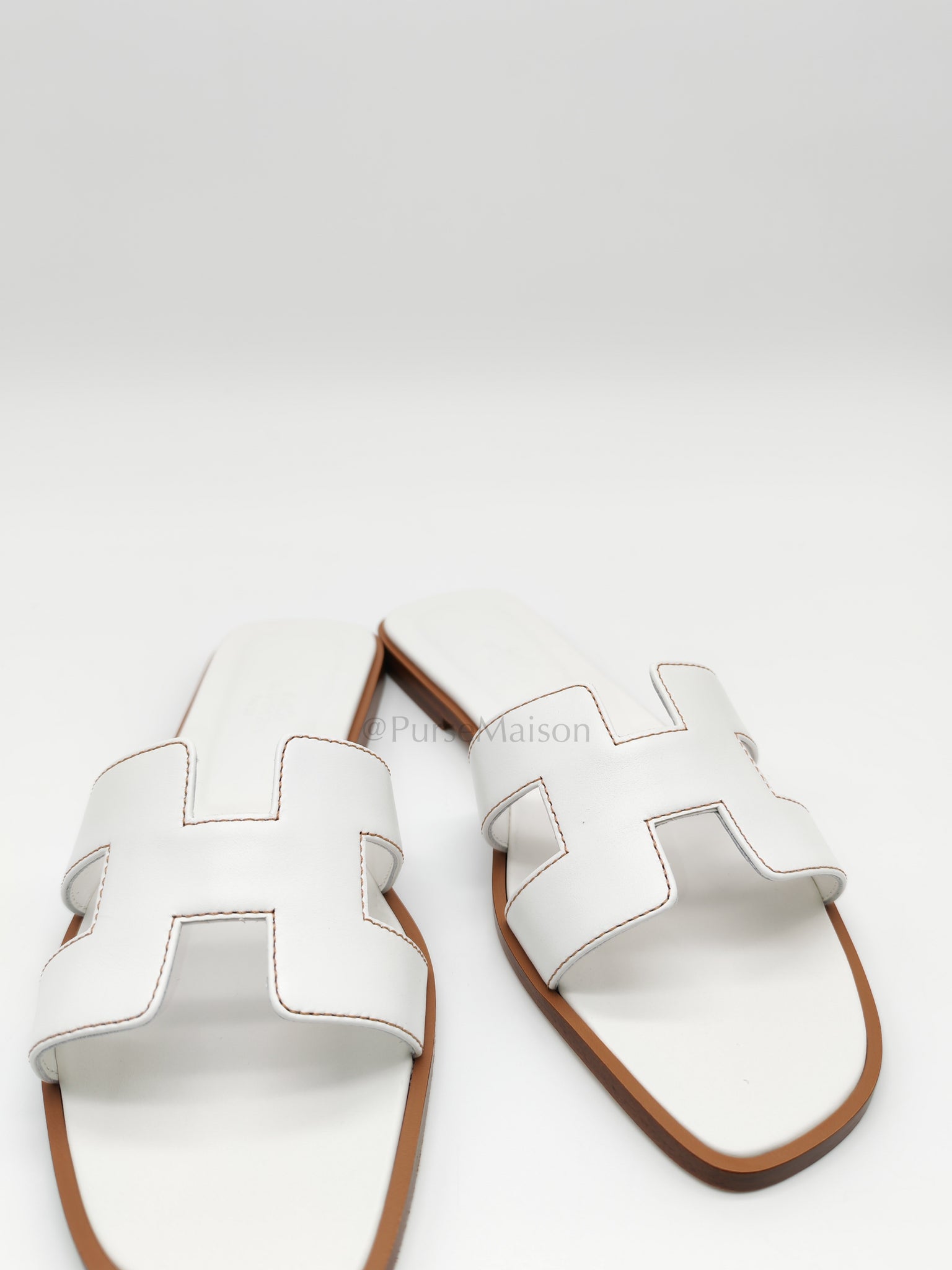 Oran in White/Blanc Box Calfskin Leather Size 36.5 (23cm) | Purse Maison Luxury Bags Shop