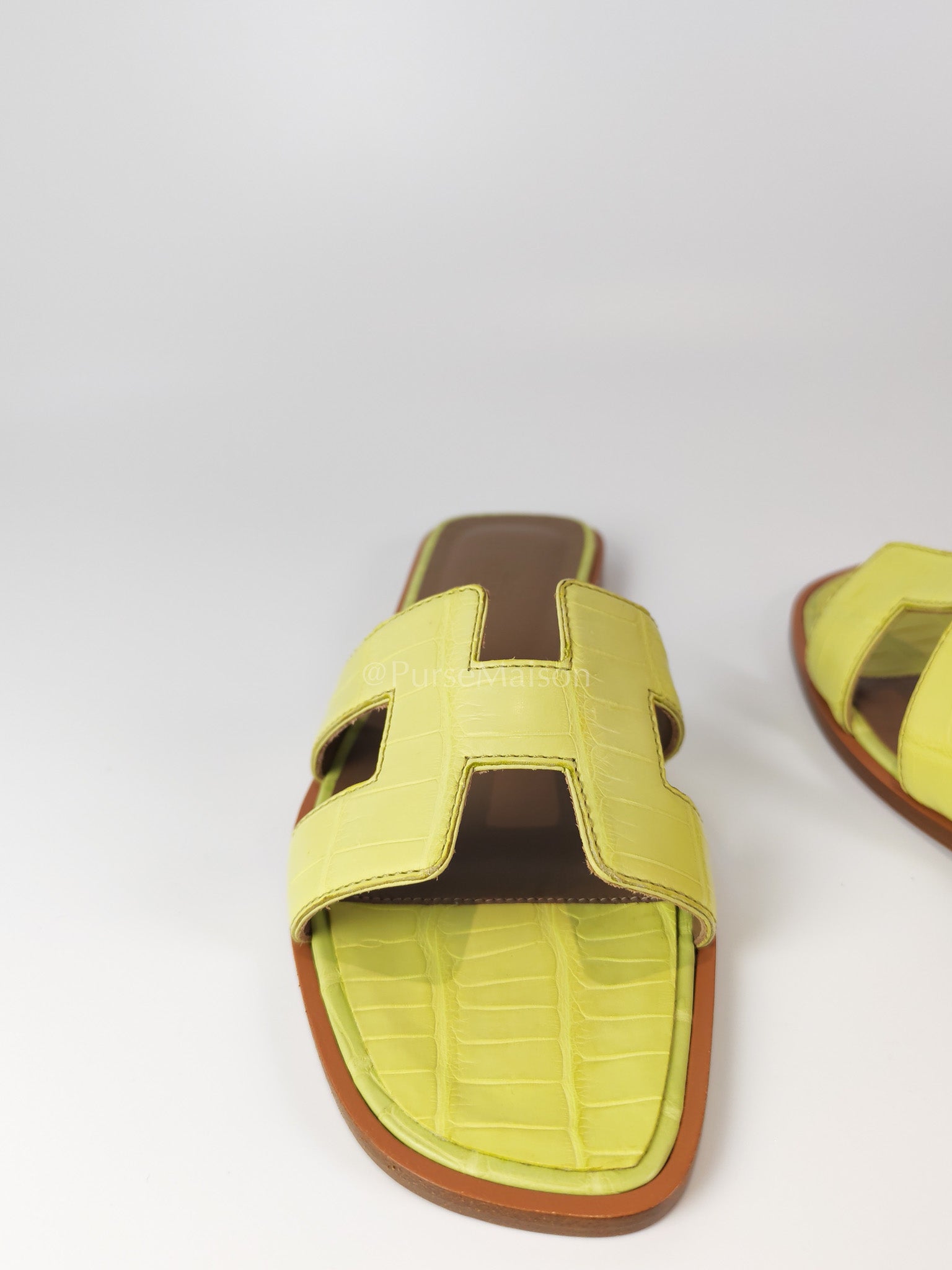 Oran Matte in Light Green Alligator Leather Sandals Size 36 EU (23cm) | Purse Maison Luxury Bags Shop