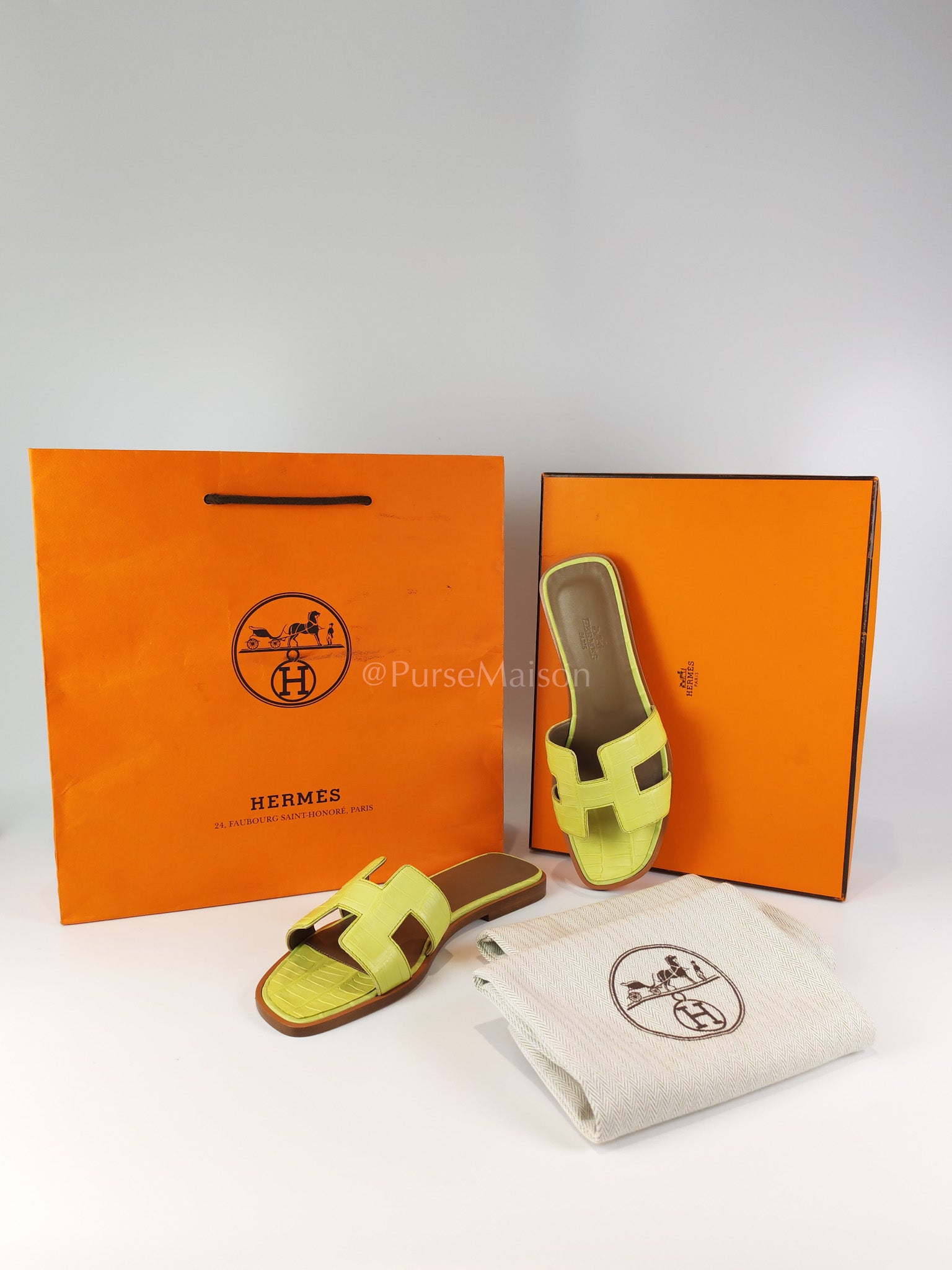 Oran Matte in Light Green Alligator Leather Sandals Size 36 EU (23cm) | Purse Maison Luxury Bags Shop