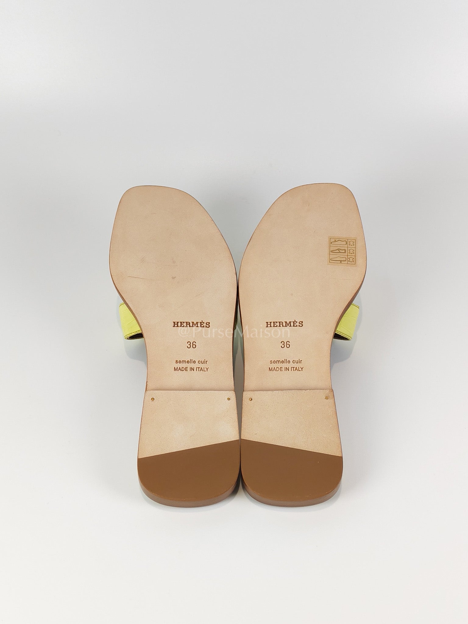 Oran Matte in Light Green Alligator Leather Sandals Size 36 EU (23cm) | Purse Maison Luxury Bags Shop