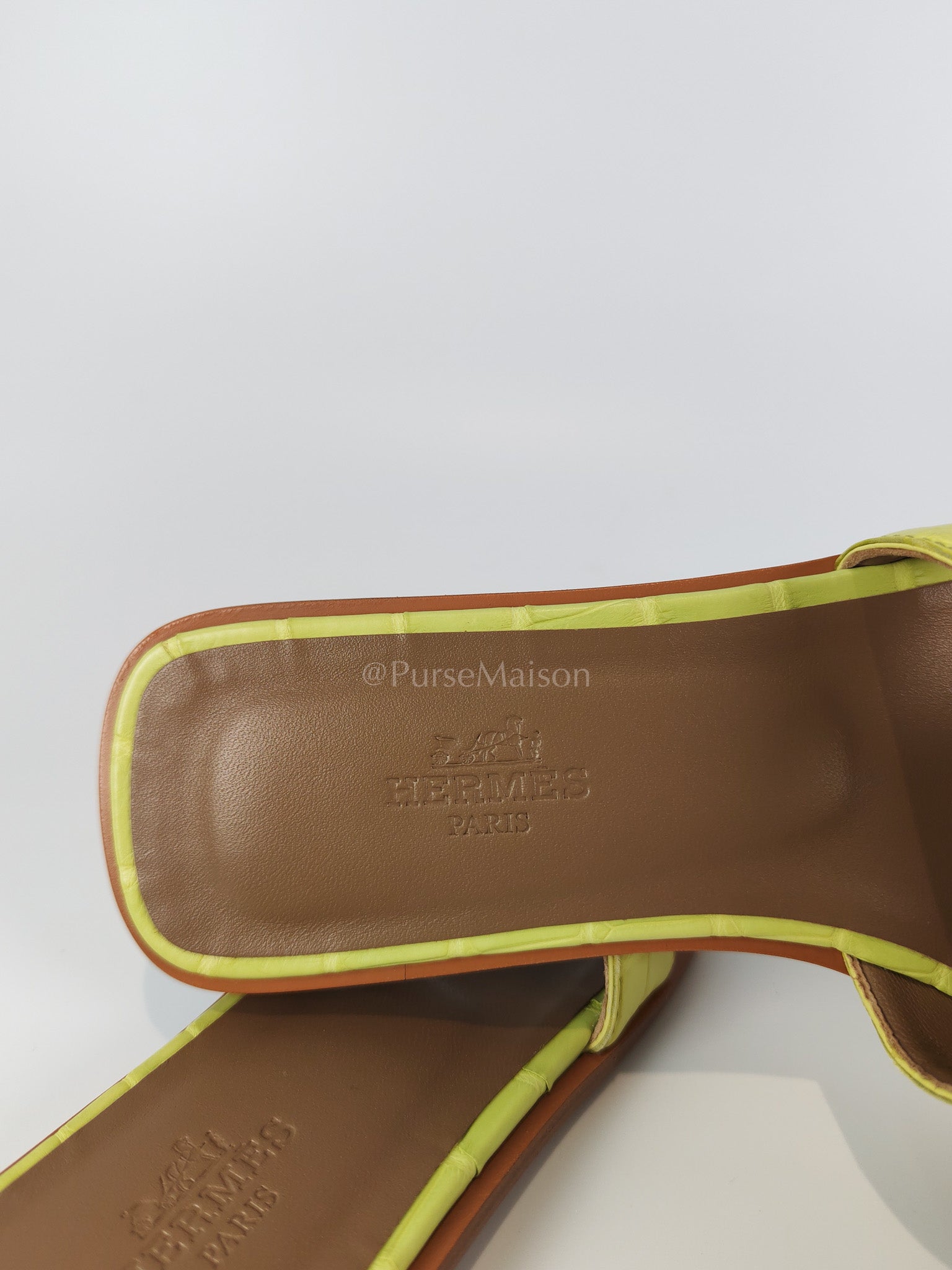 Oran Matte in Light Green Alligator Leather Sandals Size 36 EU (23cm) | Purse Maison Luxury Bags Shop