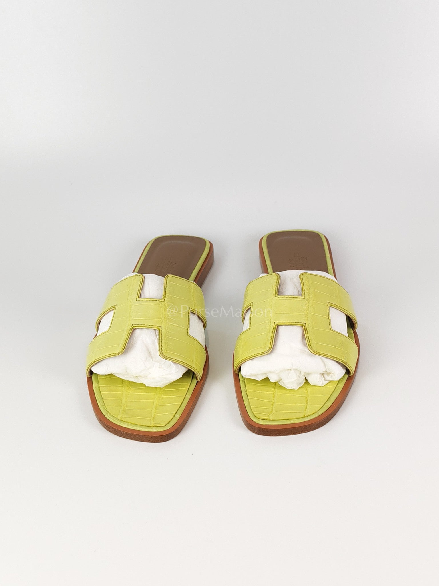 Oran Matte in Light Green Alligator Leather Sandals Size 36 EU (23cm) | Purse Maison Luxury Bags Shop