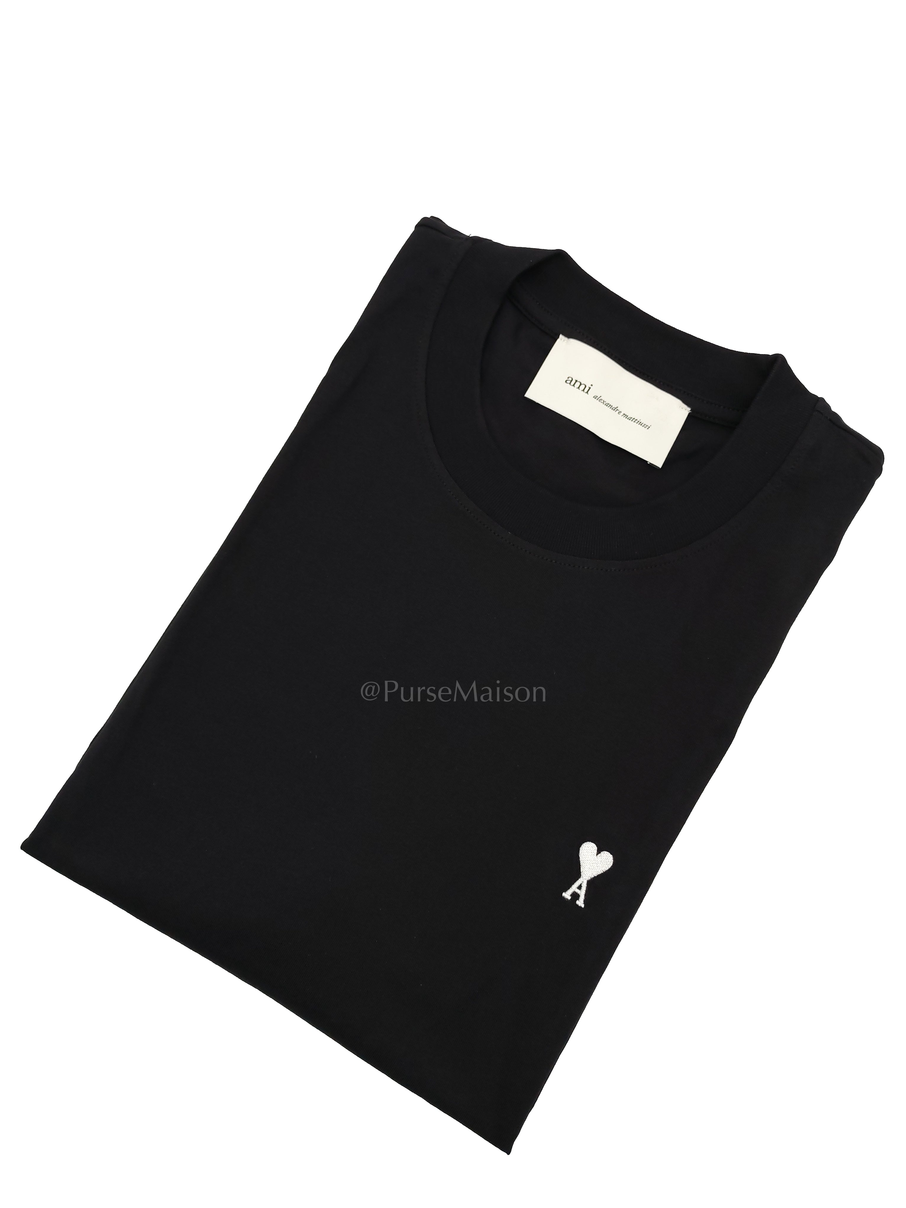 Ami De Coeur Cotton T-Shirt in Black Size Large