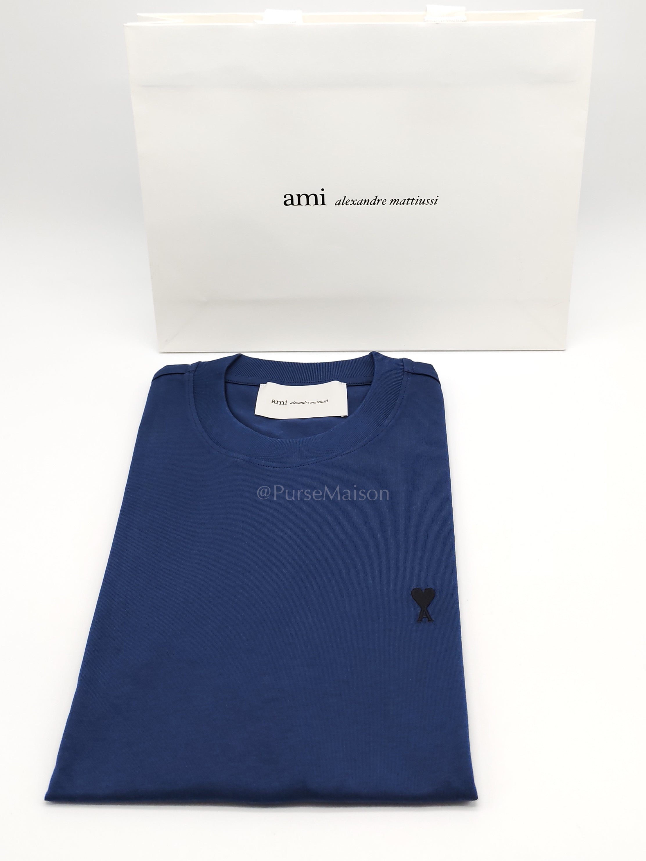 Ami De Coeur Cotton T-Shirt in Blue Size Medium