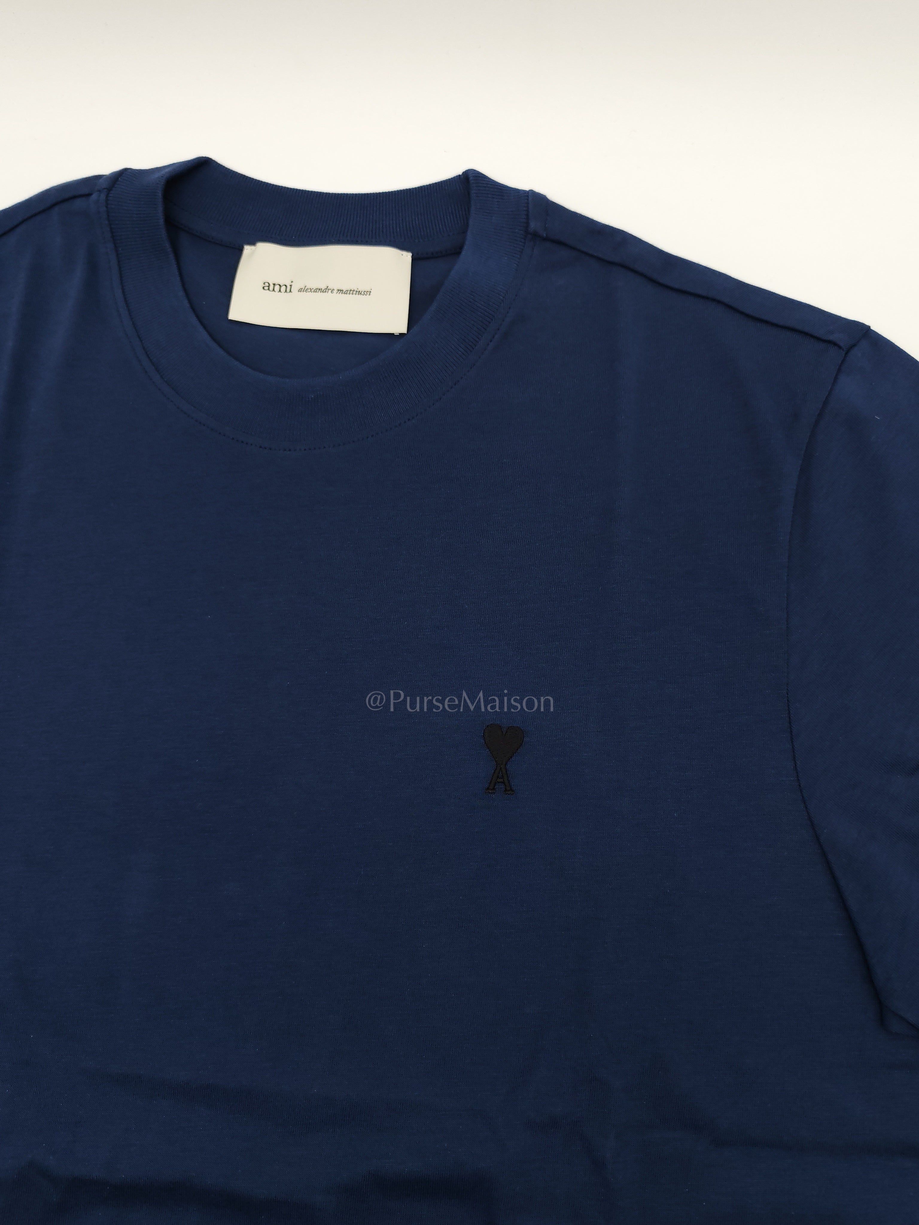 Ami De Coeur Cotton T-Shirt in Blue Size Medium