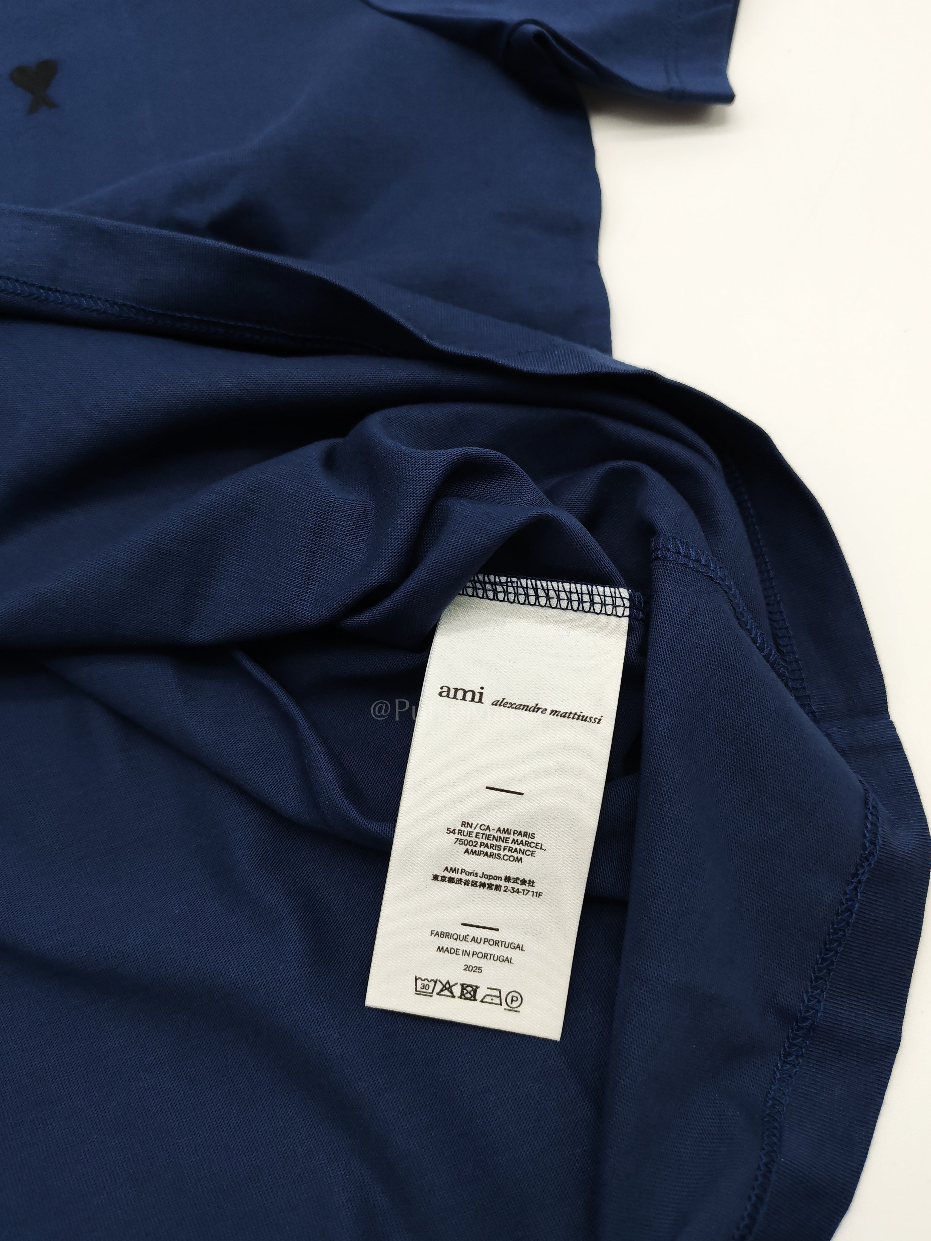 Ami De Coeur Cotton T-Shirt in Blue Size Medium