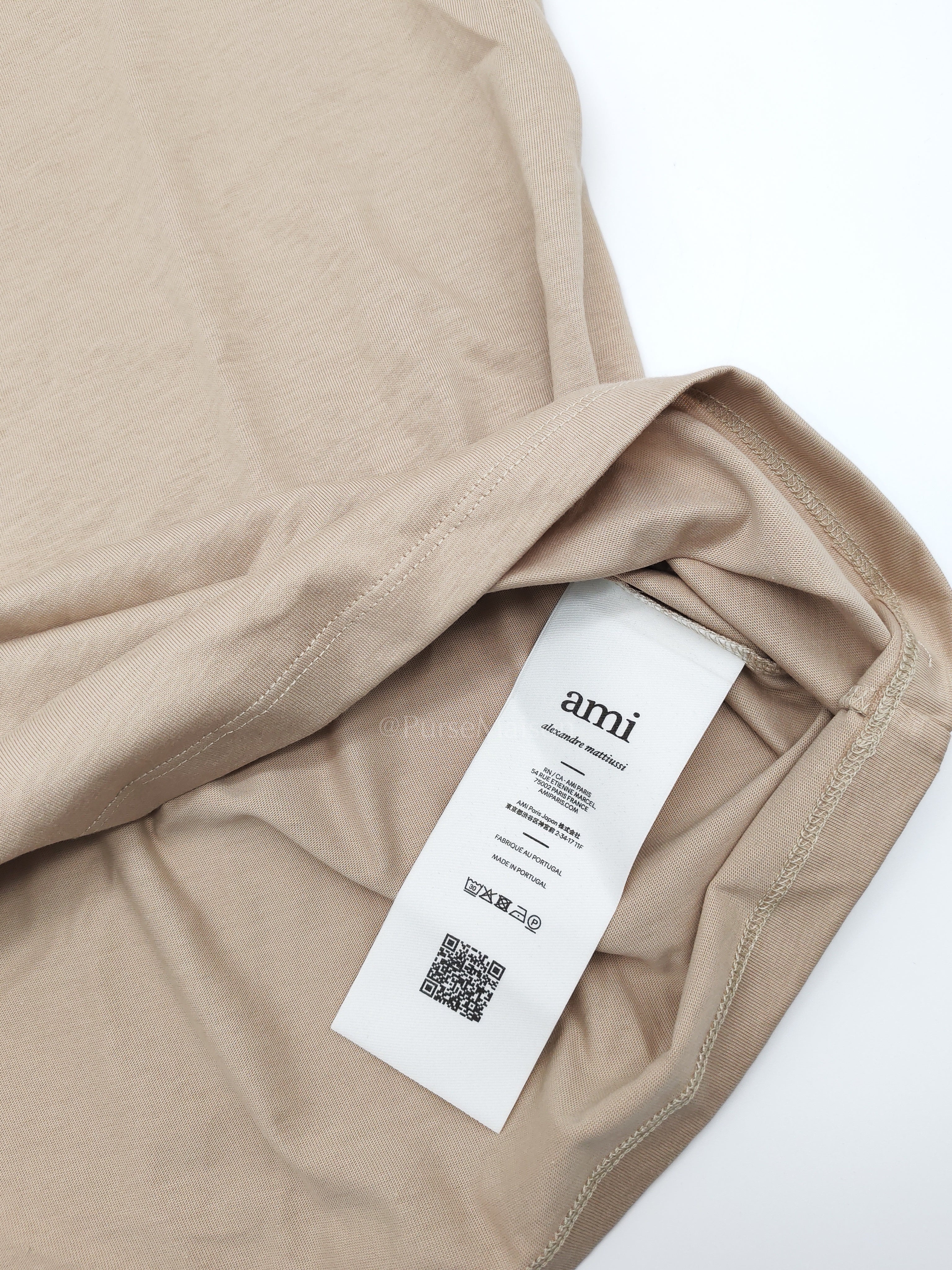 Ami De Coeur Cotton T-Shirt in Beige Size Medium