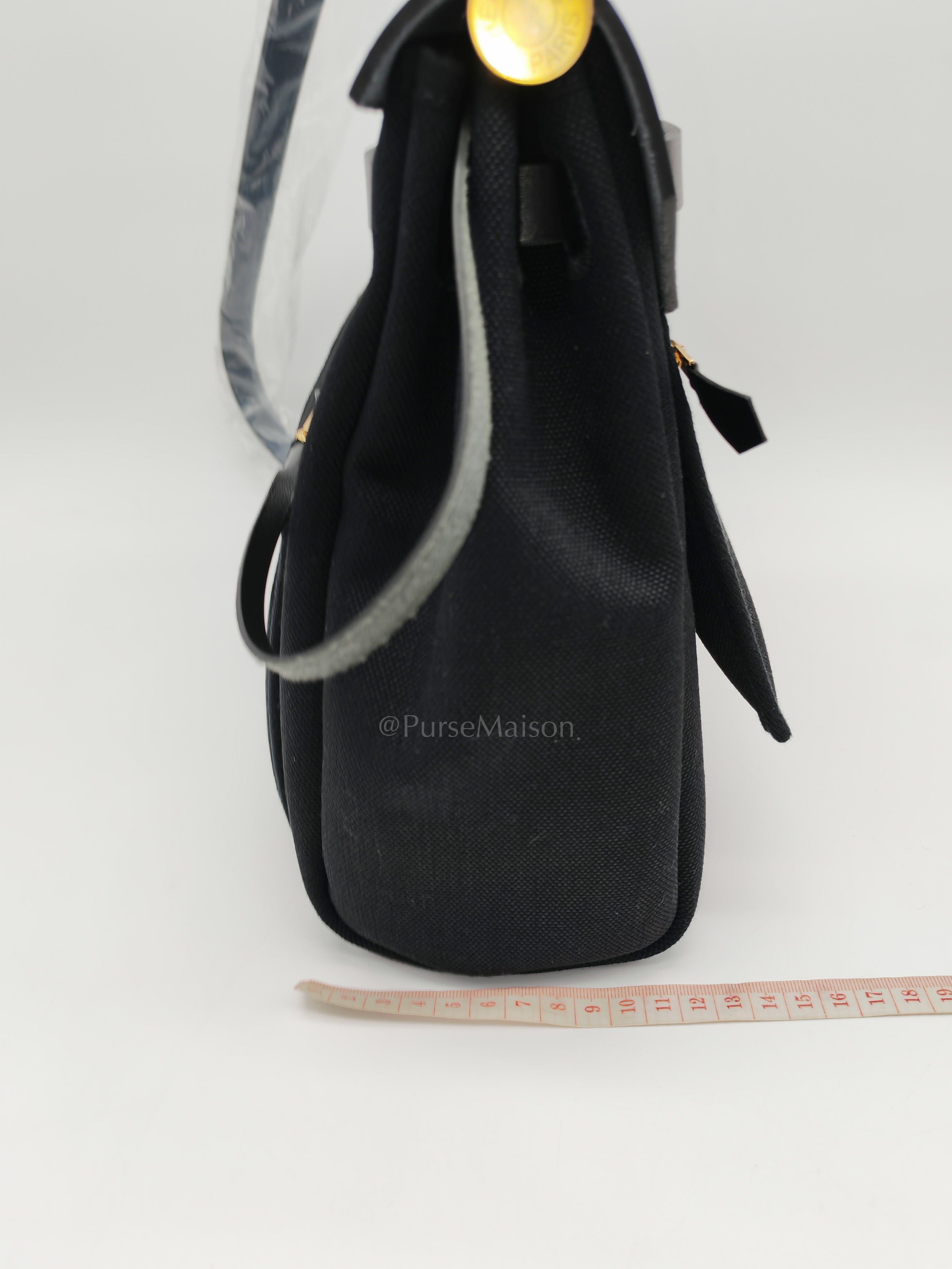 Herbag Zip 31 in Black Military Toile Vache Hunter and Gold Hardware Stamp K(2025)