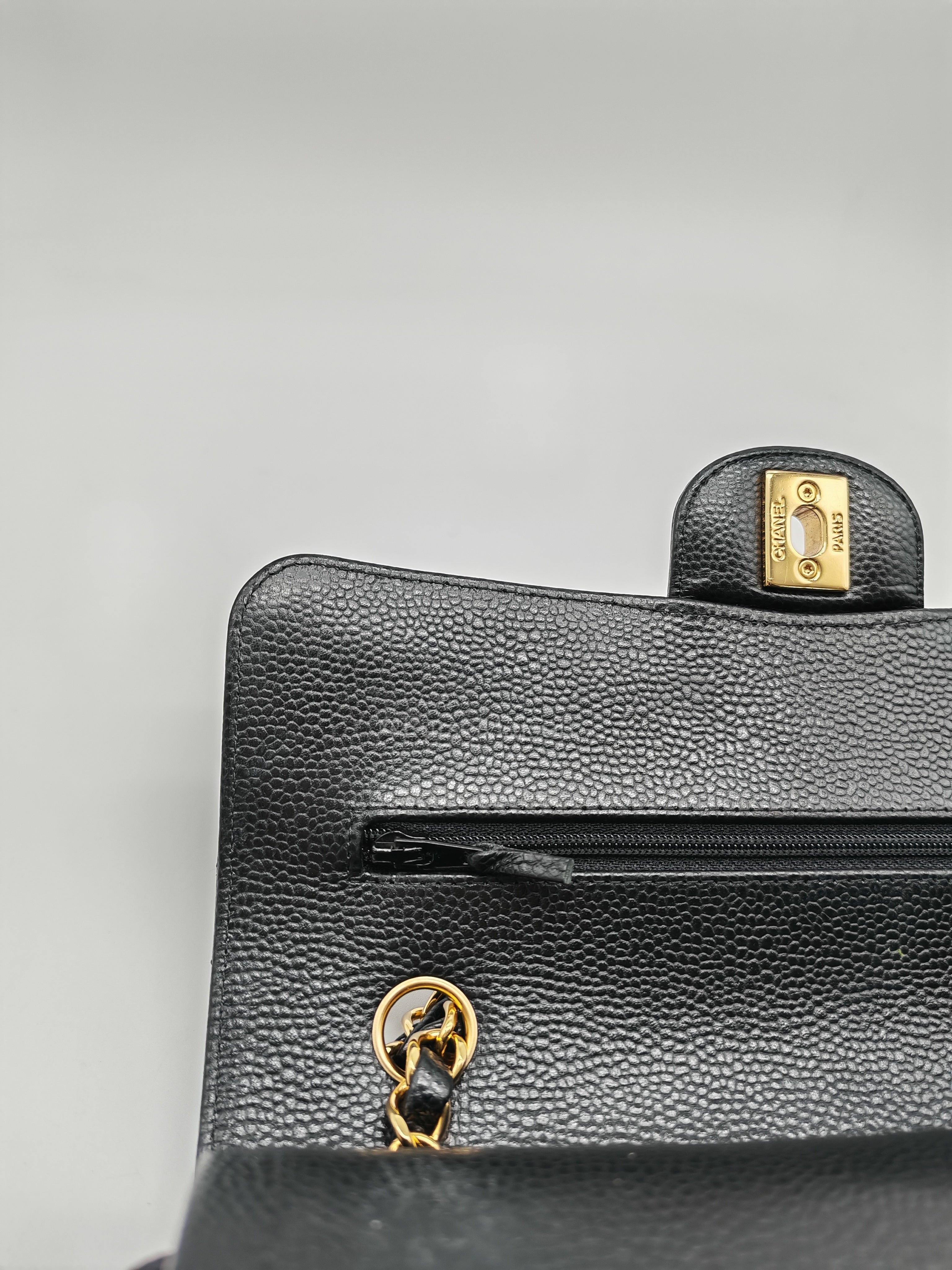 Classic Double Flap Small in Black Caviar Leather and Gold Hardware (Microchip) Year 2025