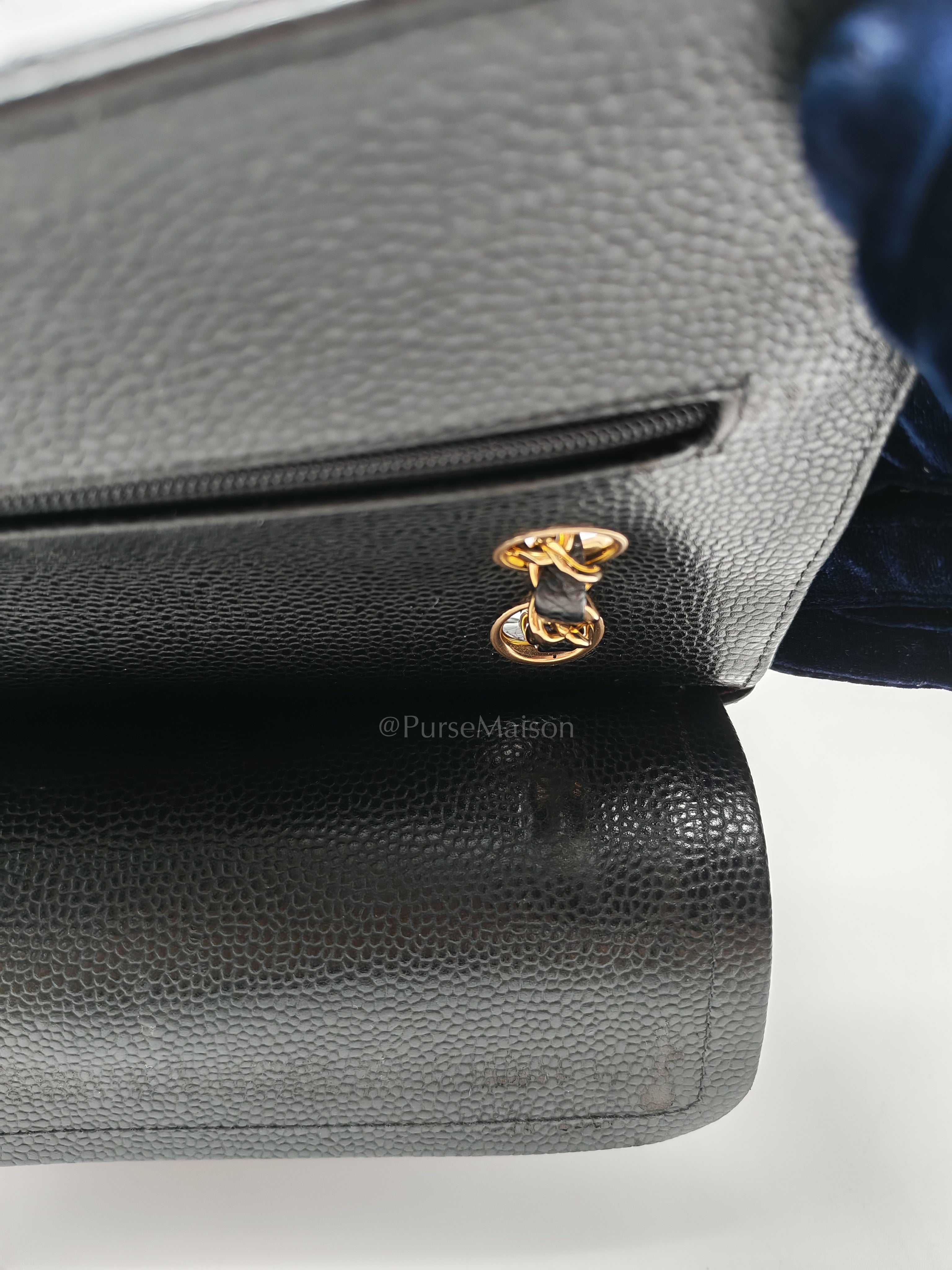Classic Double Flap Small in Black Caviar Leather and Gold Hardware (Microchip) Year 2025